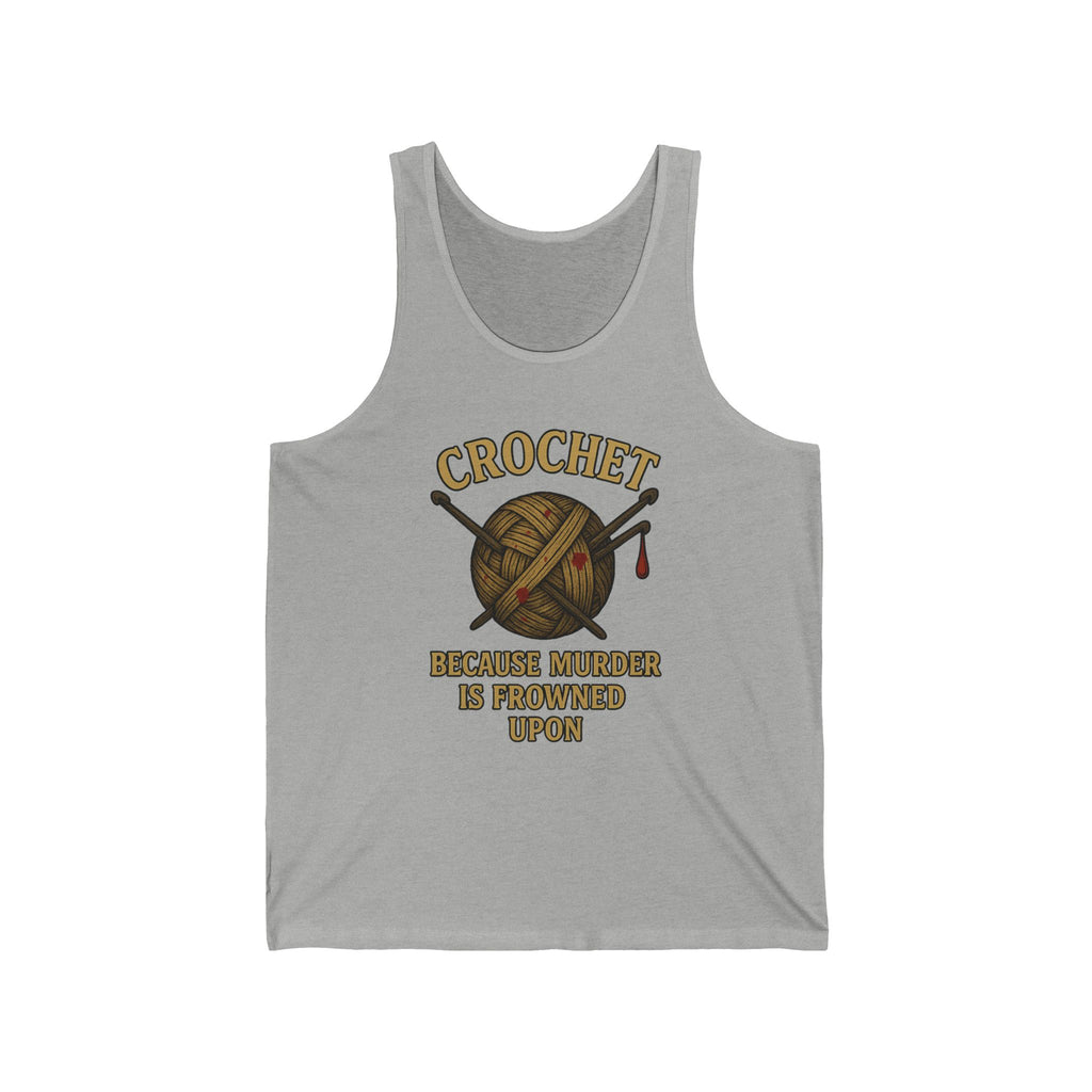 Crochet Humor Unisex Jersey Tank - Perfect Gift for Crafters, Summer Wear, DIY Lovers, Funny Crochet Lovers, Crafter's Apparel