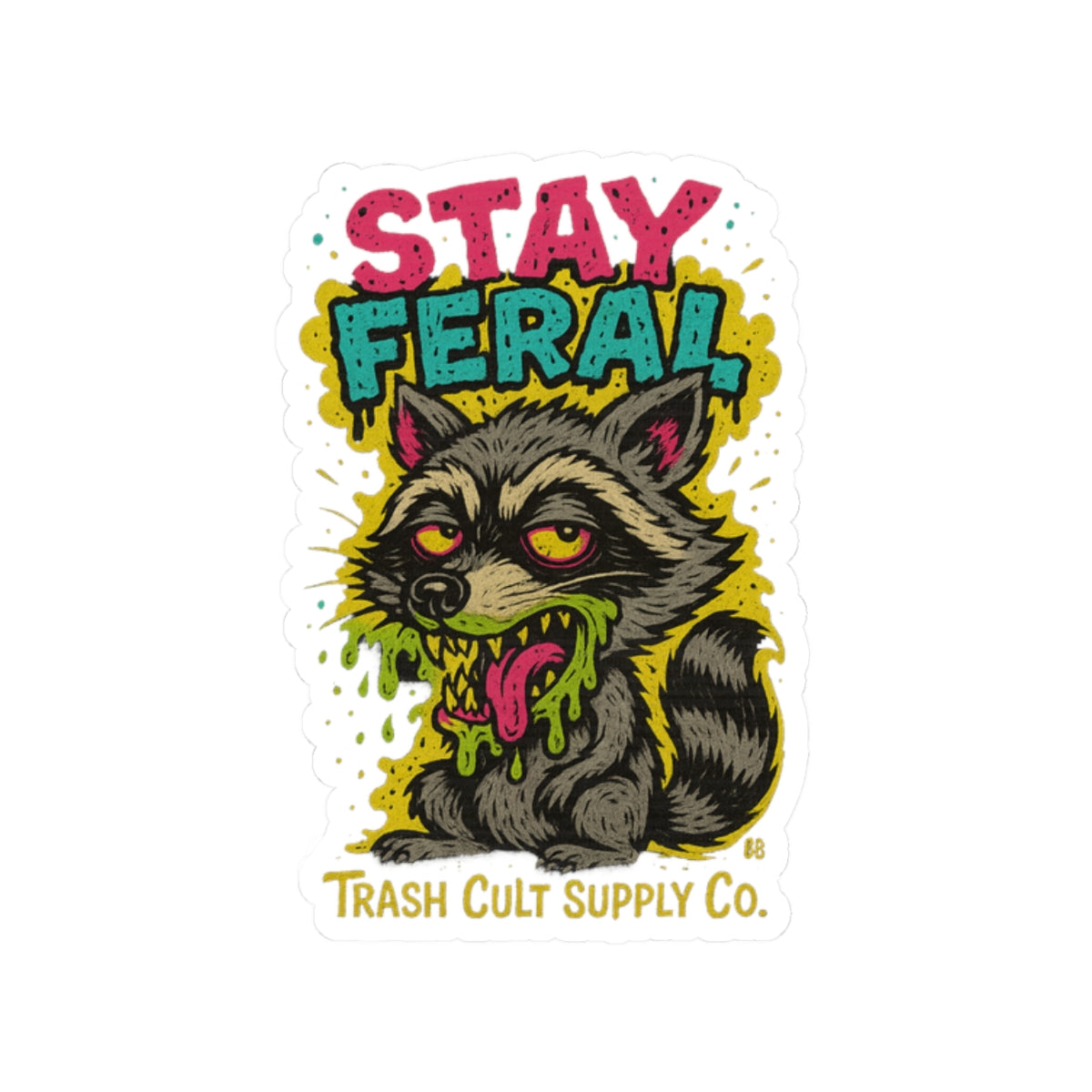 Stay Feral Kiss-Cut Stickers, Fun Laptop Decals, Wild Animal Art, Unique Gift for Nature Lovers, Colorful Wall Decor