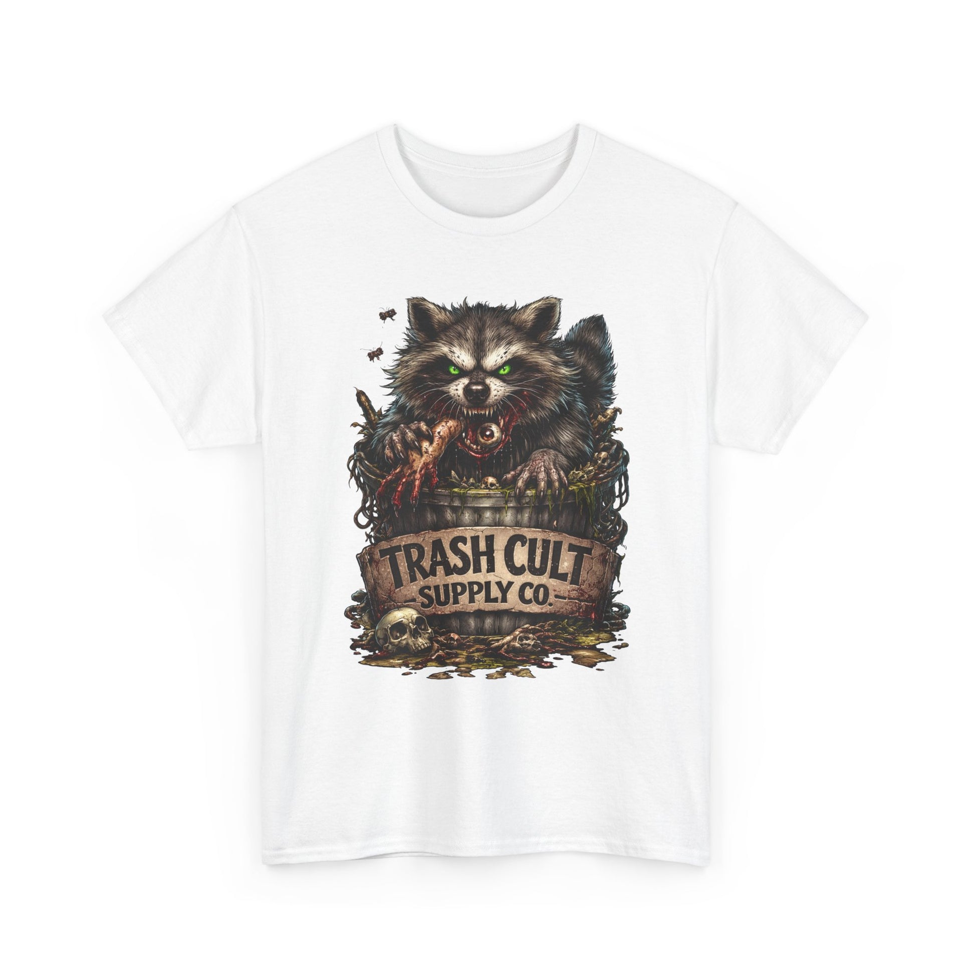 Raccoon 'Trash Cult Supply Co.' Graphic Tee — Vintage Grunge Animal Streetwear