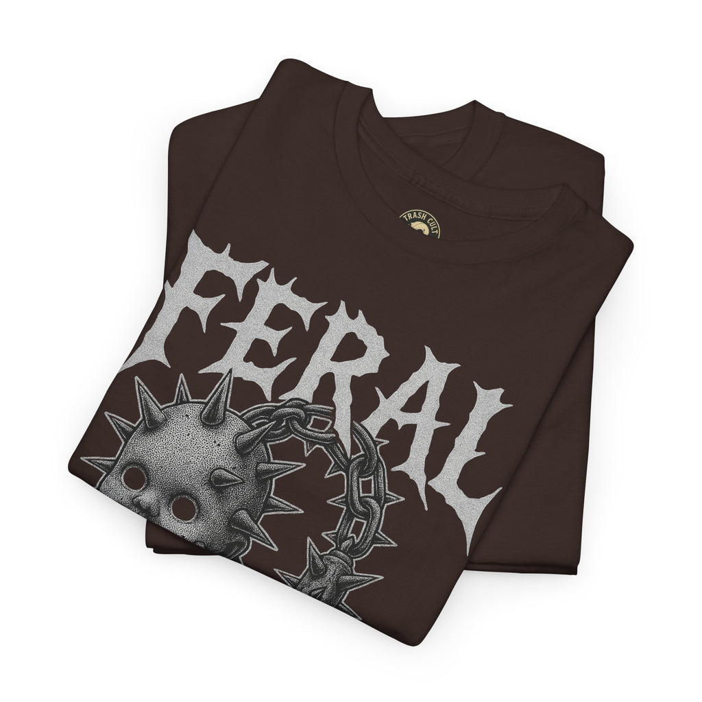 FERAL Spiked Doll Flail Tee – Halftone Gothic Weapon Shirt | Trash Cult Supply Co. | Gildan 5000