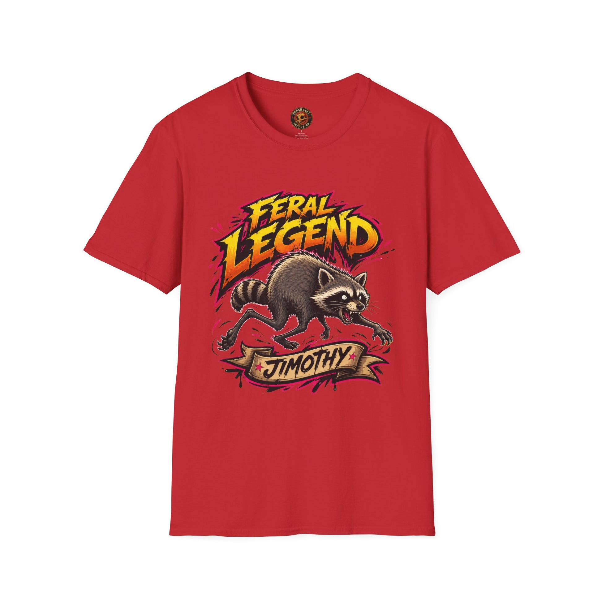 Feral Legend Raccoon Jimothy T-Shirt — Bold Graphic Tee