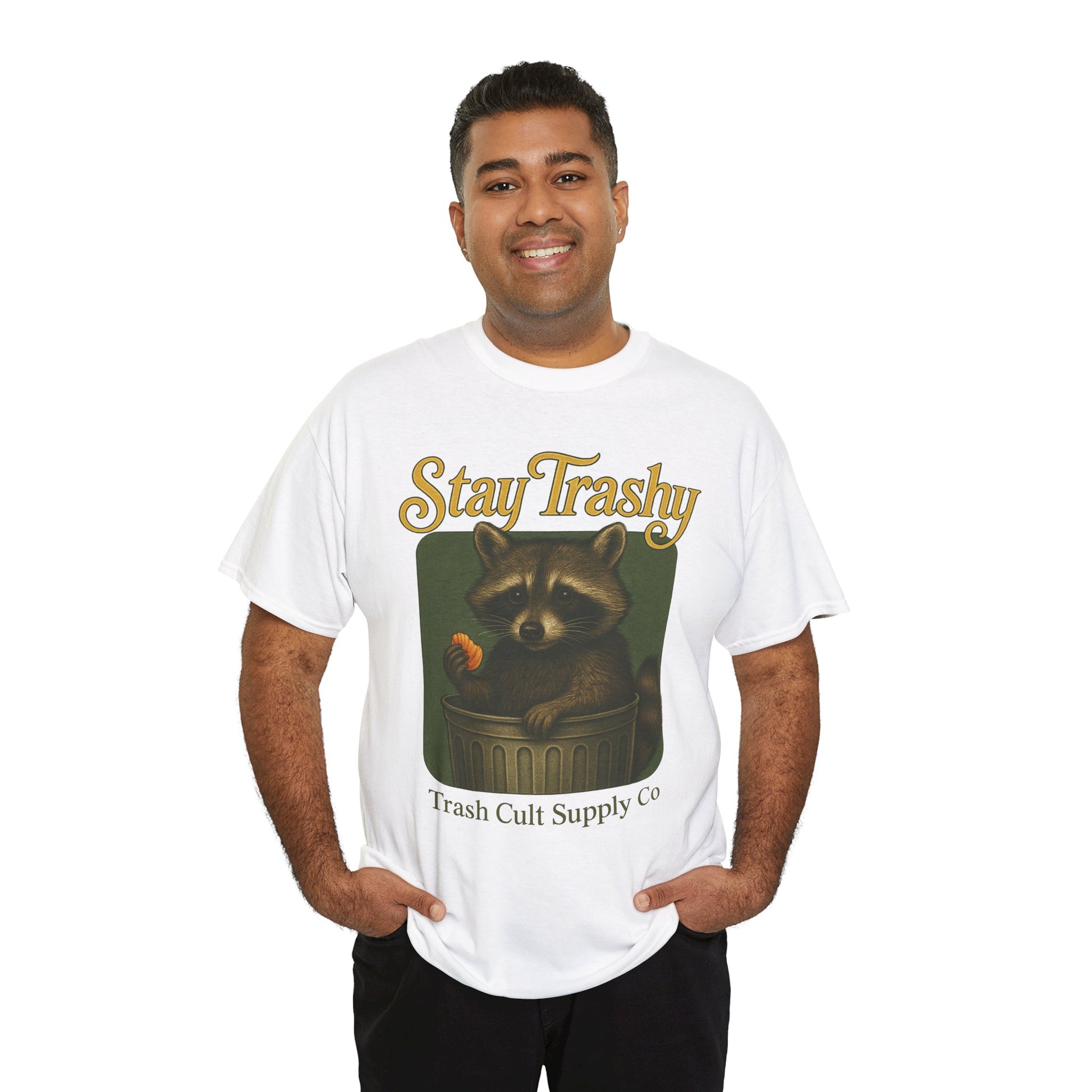 Stay Trashy Raccoon T-Shirt – Vintage-Style Cute Trash Panda | Trash Cult Supply Co | Gildan 5000