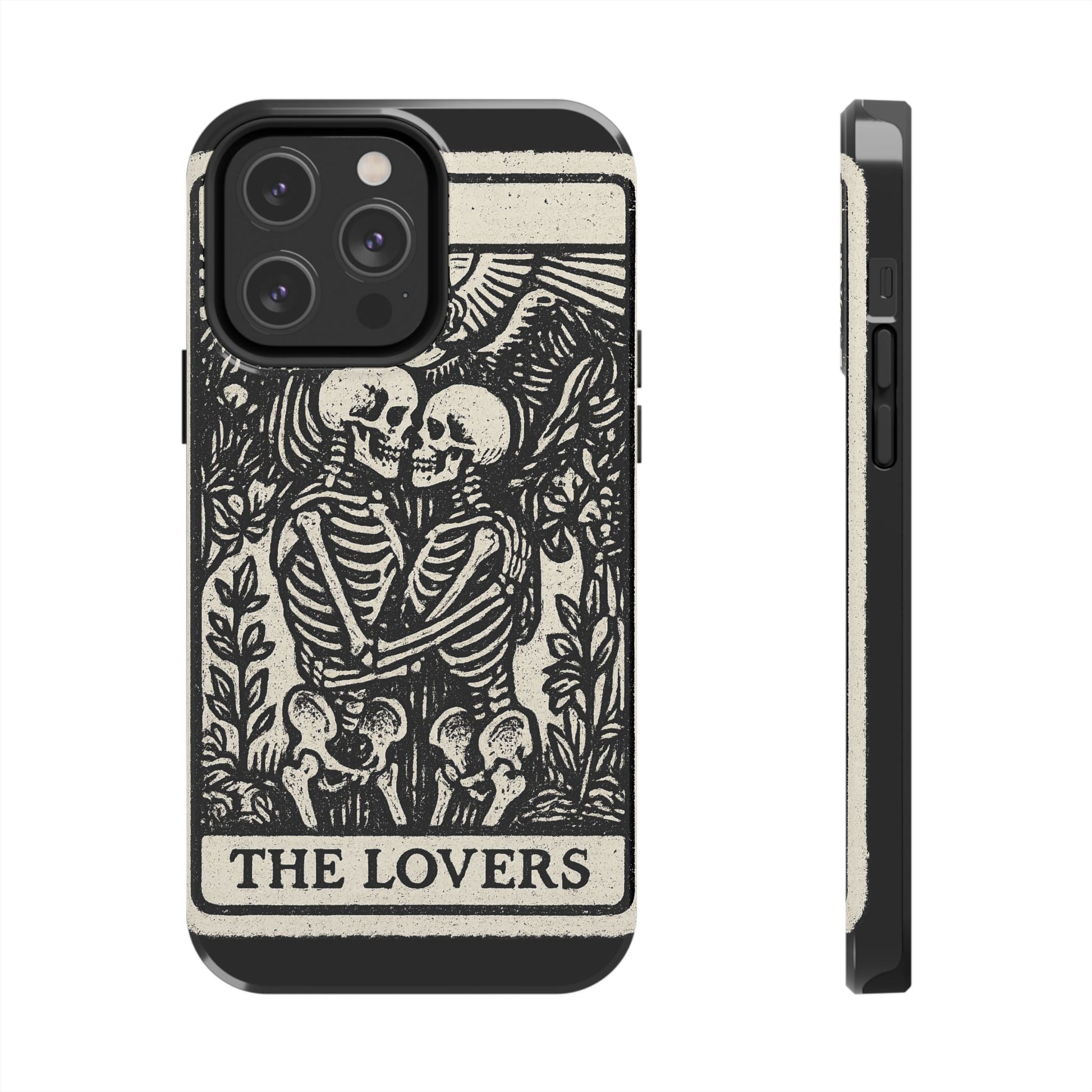 Tough Phone Case with Skeleton Lovers Design, Gothic Phone Cover, Unique Couples Gift, Halloween Accessory, Edgy Tech Design
