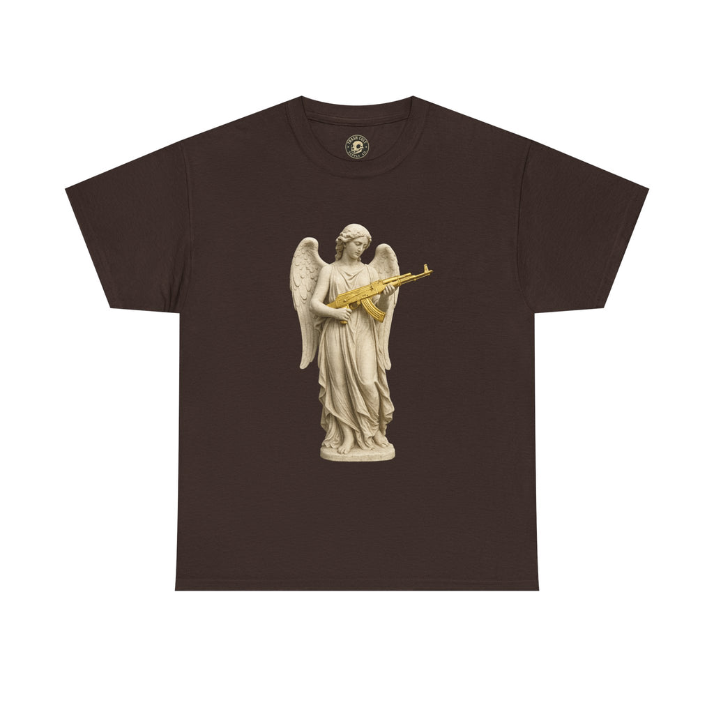 Marble Angel with Gold AK-47 T-Shirt – Gildan 5000 Divine Chaos Tee