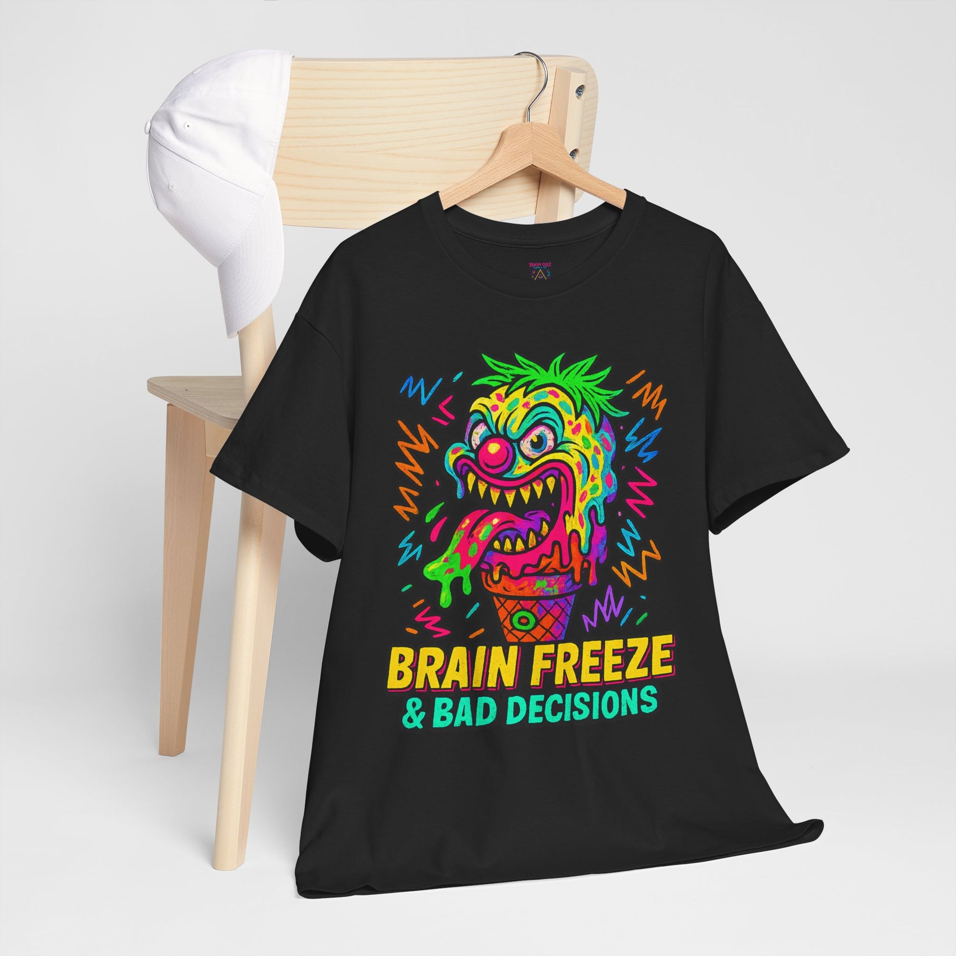 Brain Freeze & Bad Decisions – Limited Edition Neon Ice Cream Monster Tee | Gildan 5000 | Illuminasty Drop