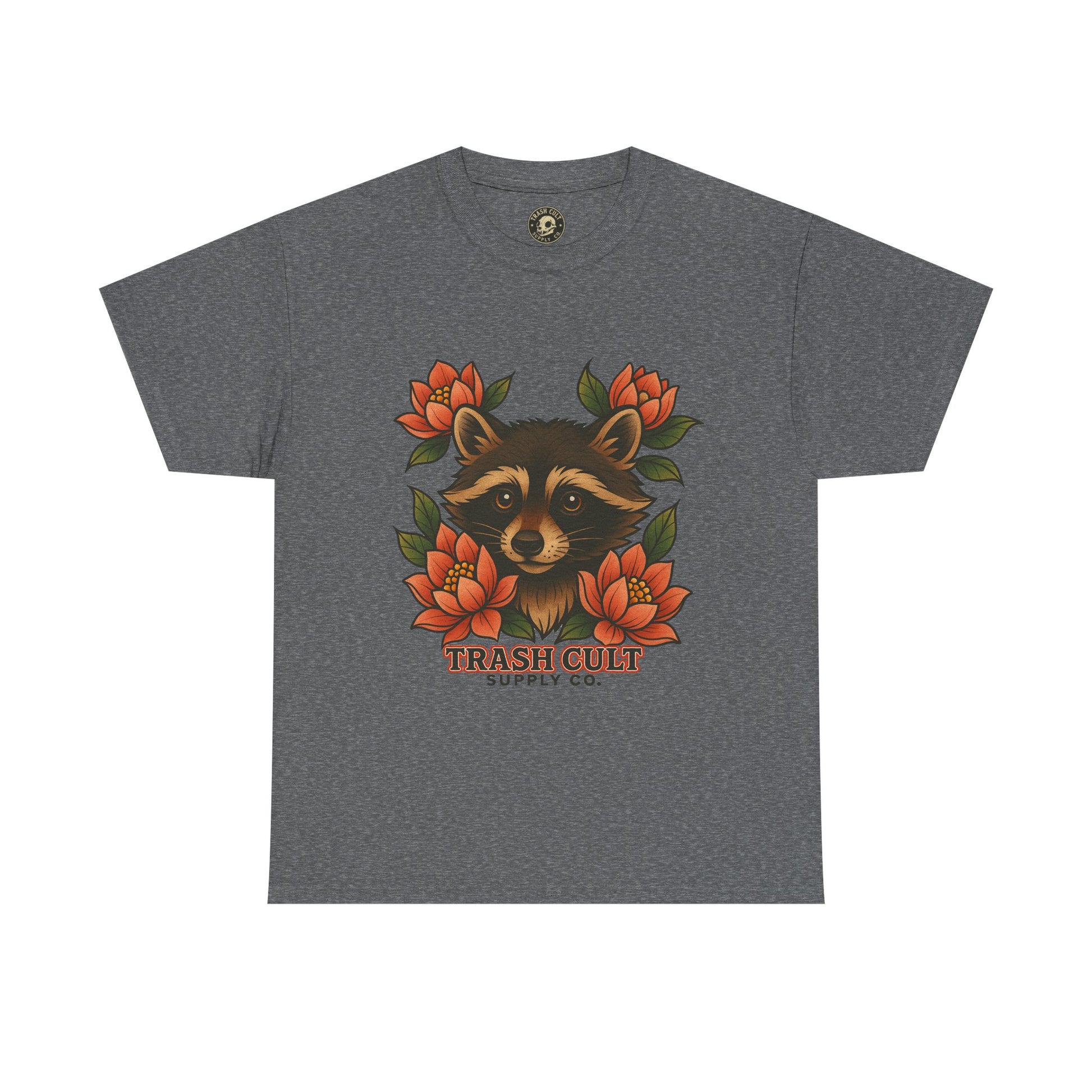 Neo-Traditional Raccoon & Lotus Tattoo Shirt – Trash Cult Supply Co. – Gildan 5000
