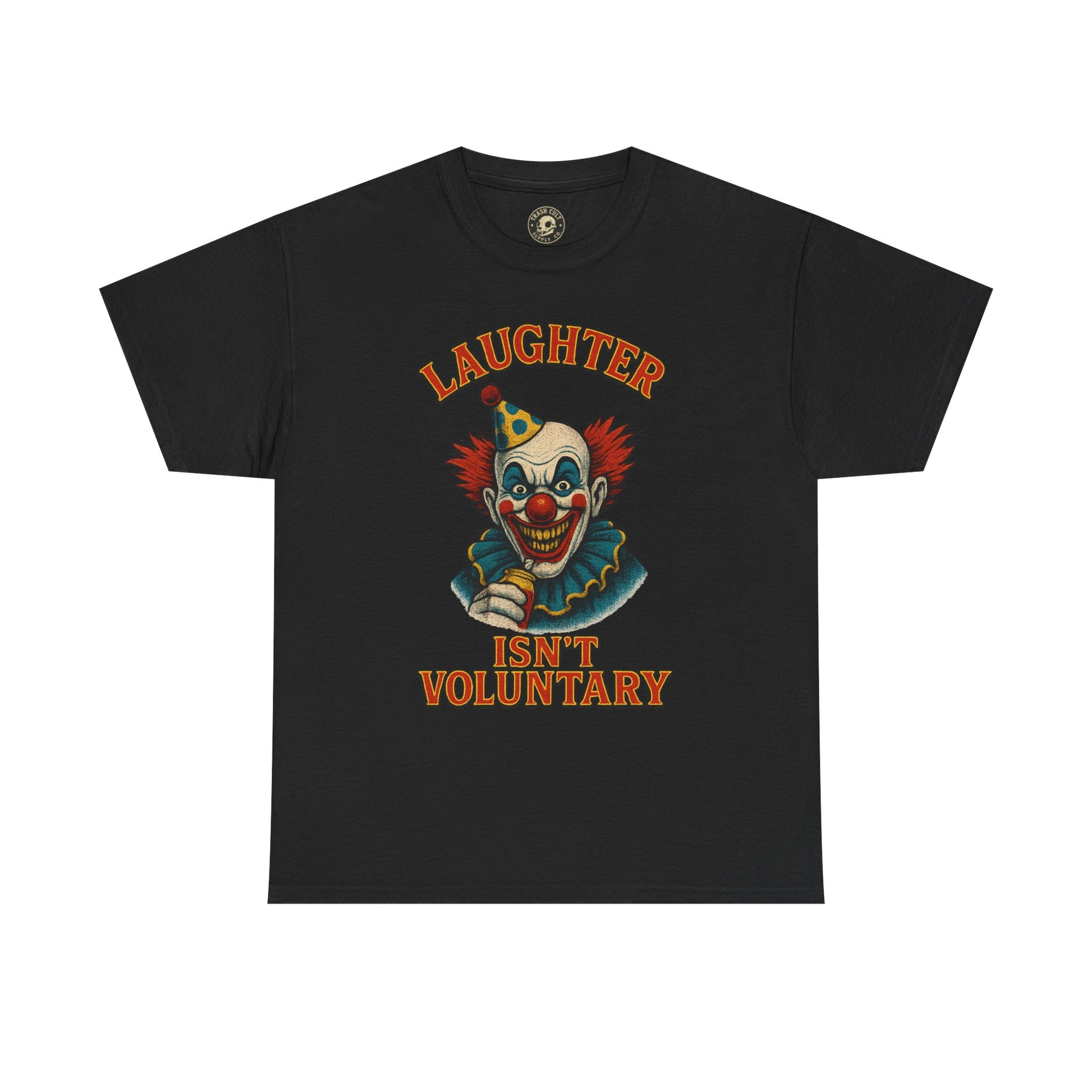 Laughter Isn’t Voluntary Creepy Clown Shirt – Circus Horror Tee – Gildan 5000