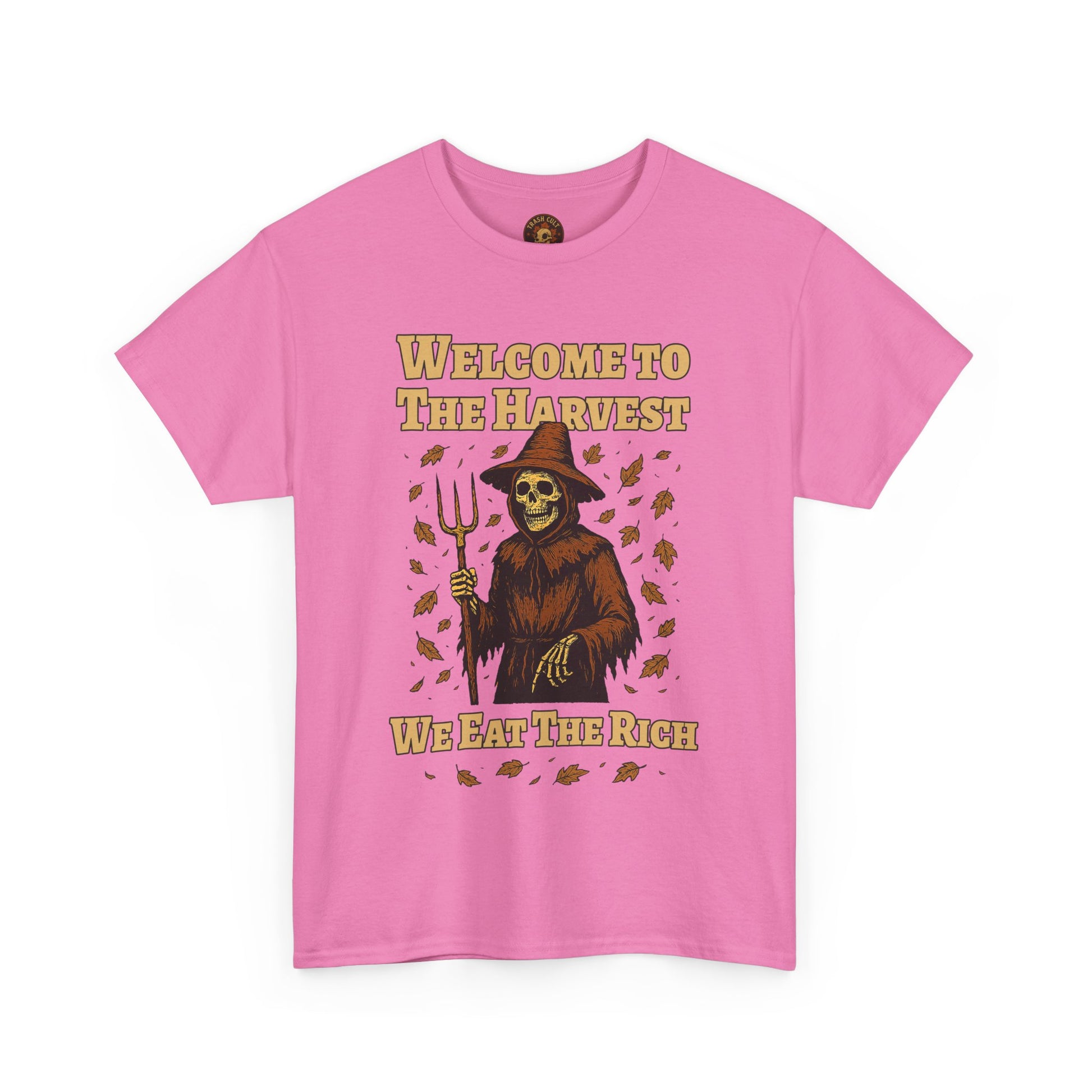 Eat the Rich Shirt – Welcome to the Harvest Skeleton Scarecrow Tee – Fall of Humanity Collection – Trash Cult Supply Co.
