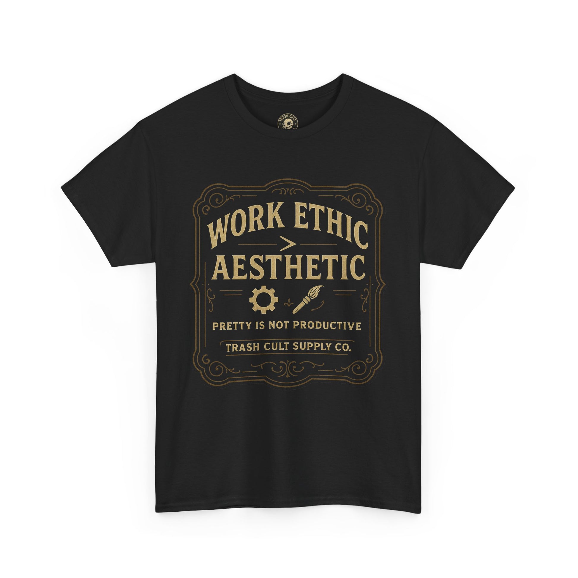 Work Ethic > Aesthetic T-Shirt (Black Gildan 5000) – Vintage Vigilante | Trash Cult Supply Co.