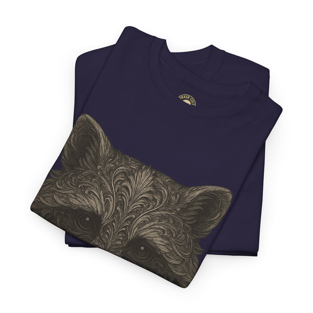 Ornate Raccoon Face Shirt – Intricate Woodland Animal Art Tee – Tattoo-Inspired Forest Aesthetic – Trash Cult Supply Co.