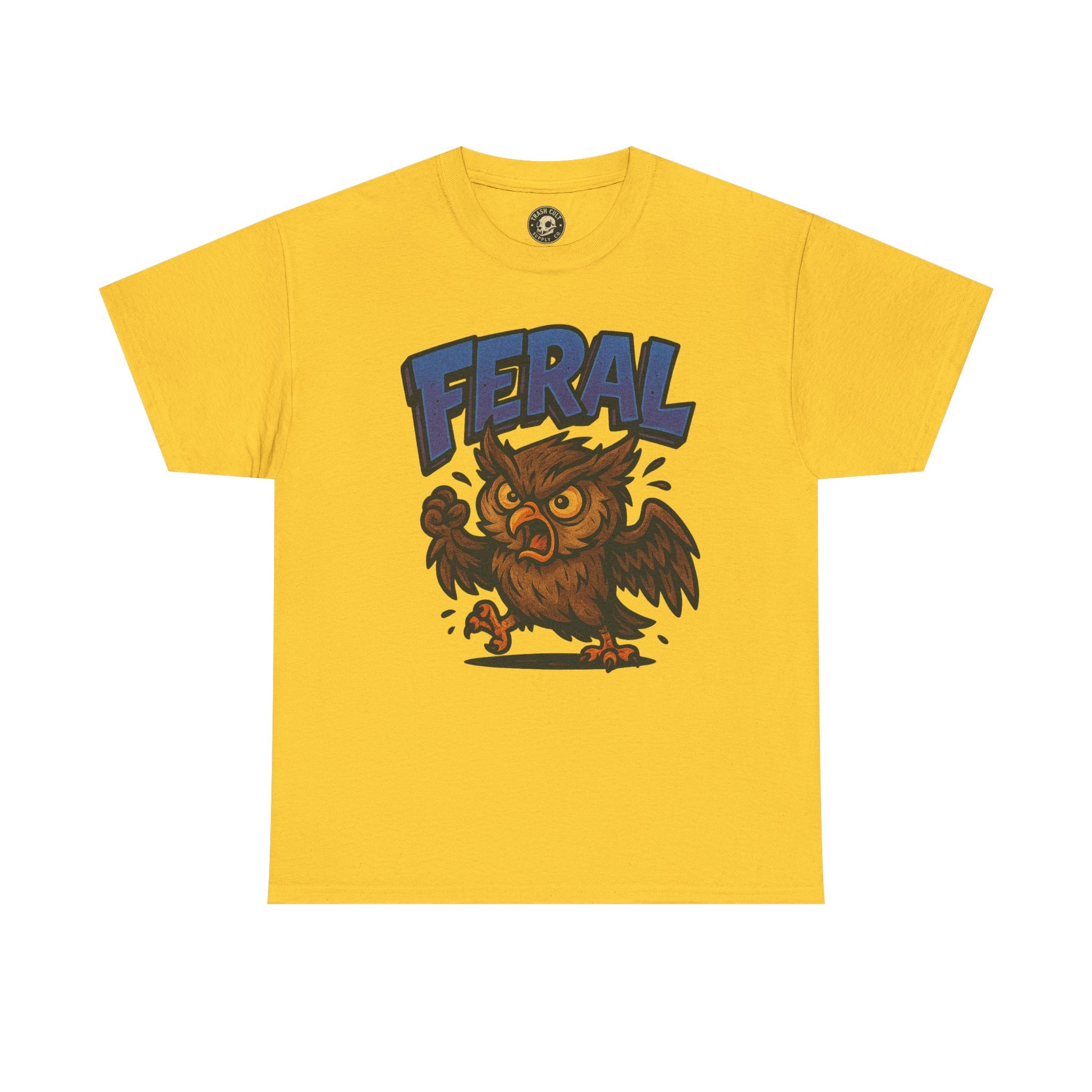 Feral Owl T-Shirt – Bold Animal Graphic Tee | Unisex Cotton Shirt for Bird Nerds & Chaos Lovers