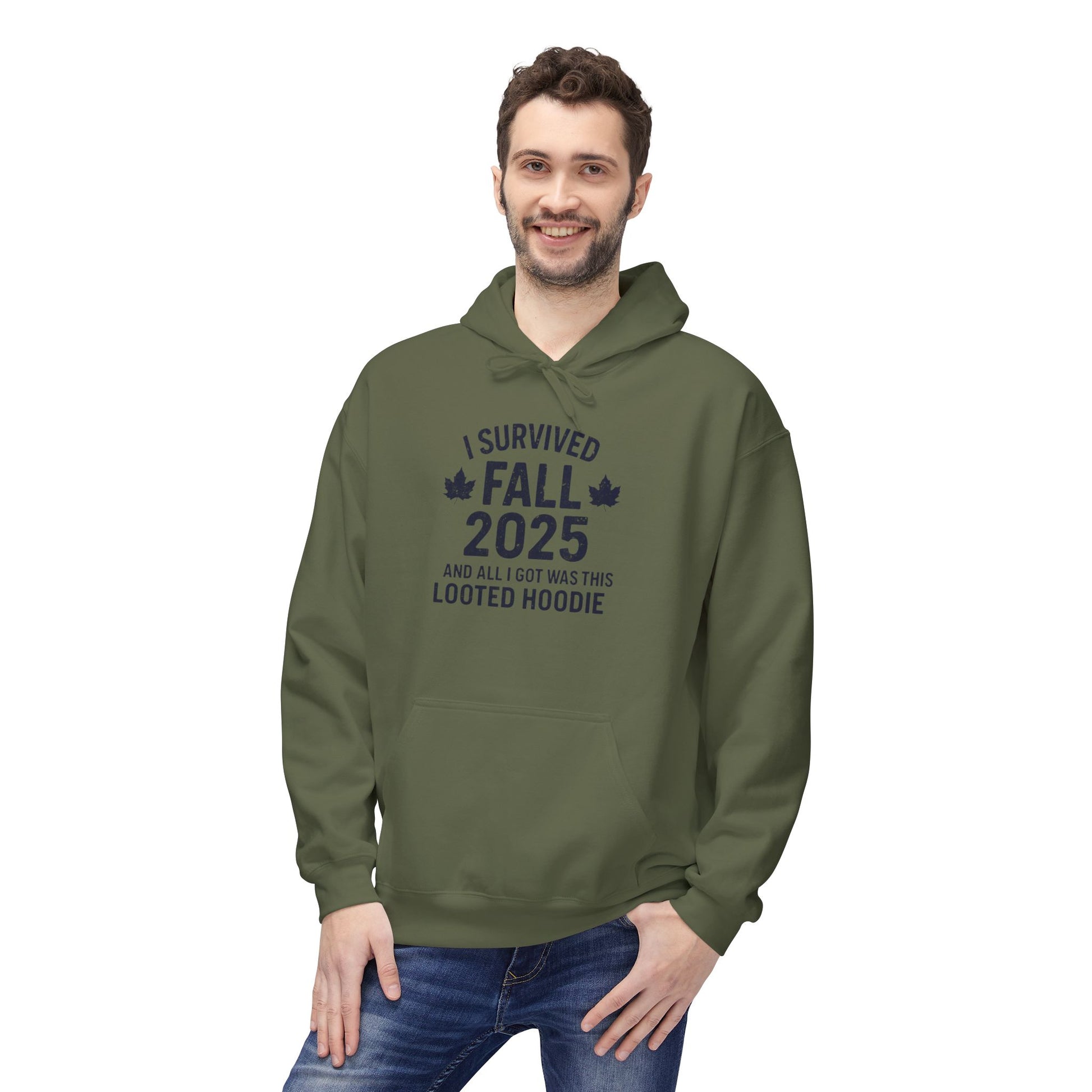 I Survived Fall 2025 Hoodie – Looted Hoodie Meme Sweatshirt – Fall of Humanity Collection – Trash Cult Supply Co.