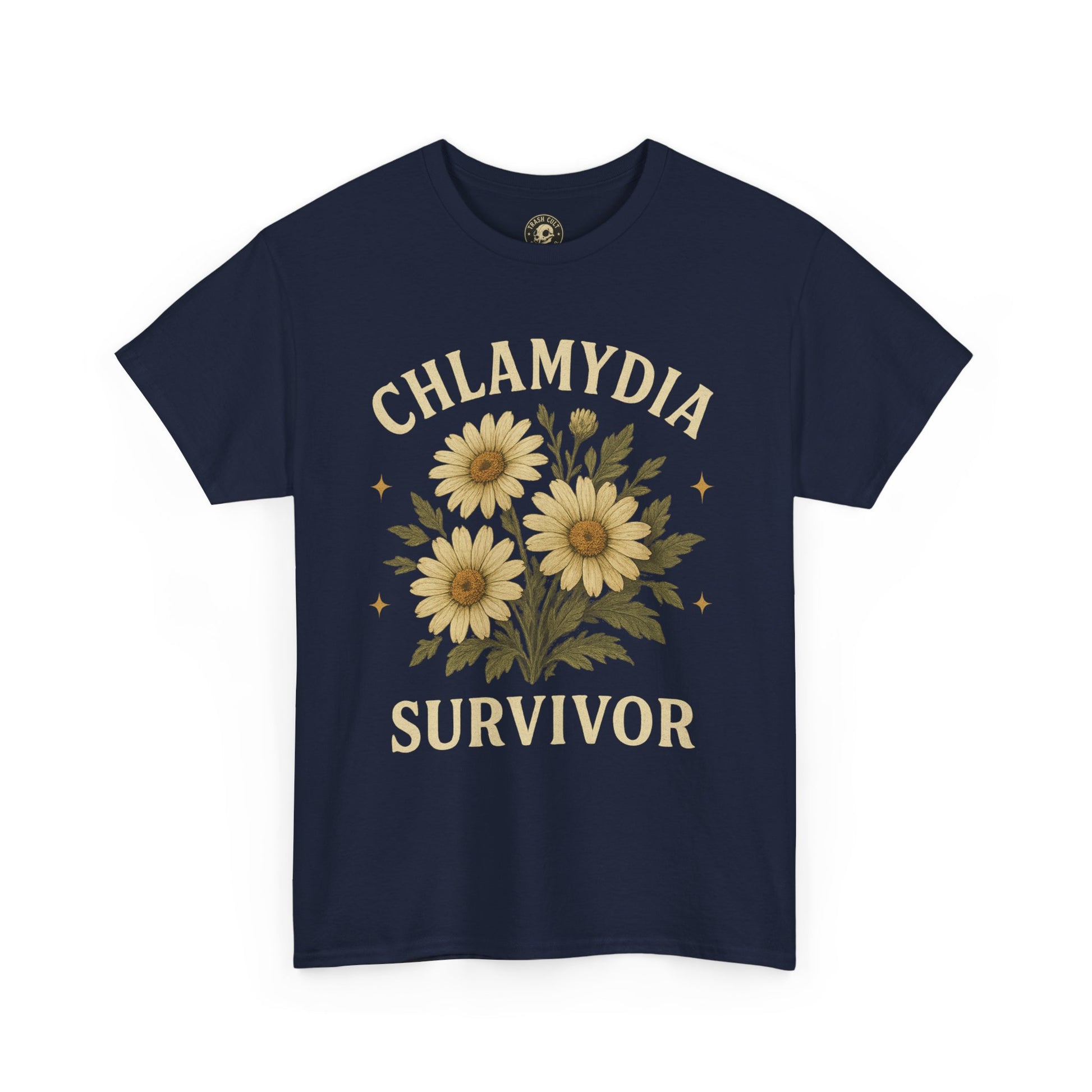 Chlamydia Survivor Vintage Floral Tee – Funny Bold Statement Shirt – Gildan 5000 Unisex Heavy Cotton