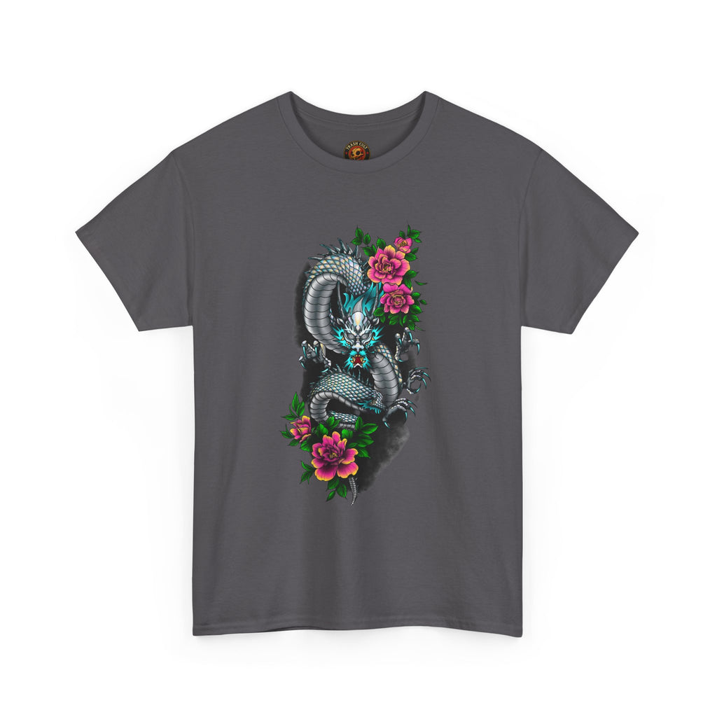 Mythic Dragon & Peonies Tattoo T-Shirt – Lara Davenport x Trash Cult Supply Co. Collab (Gildan 5000)