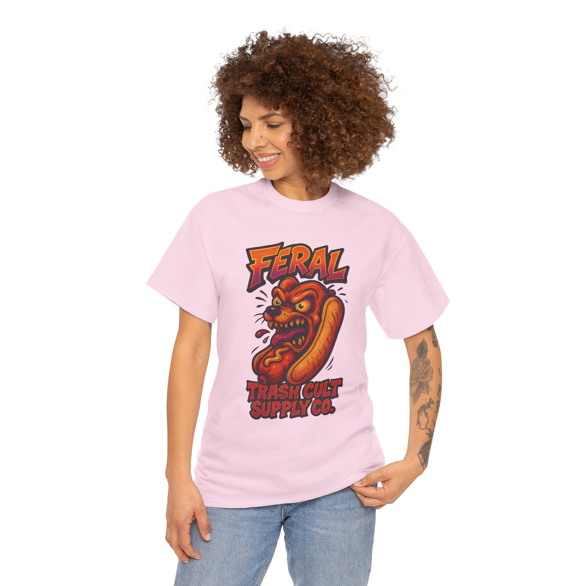 Feral Hot Dog Shirt – Bold Trashcore Art Tee | Trash Cult Supply Co | Gildan 5000 Unisex Fit