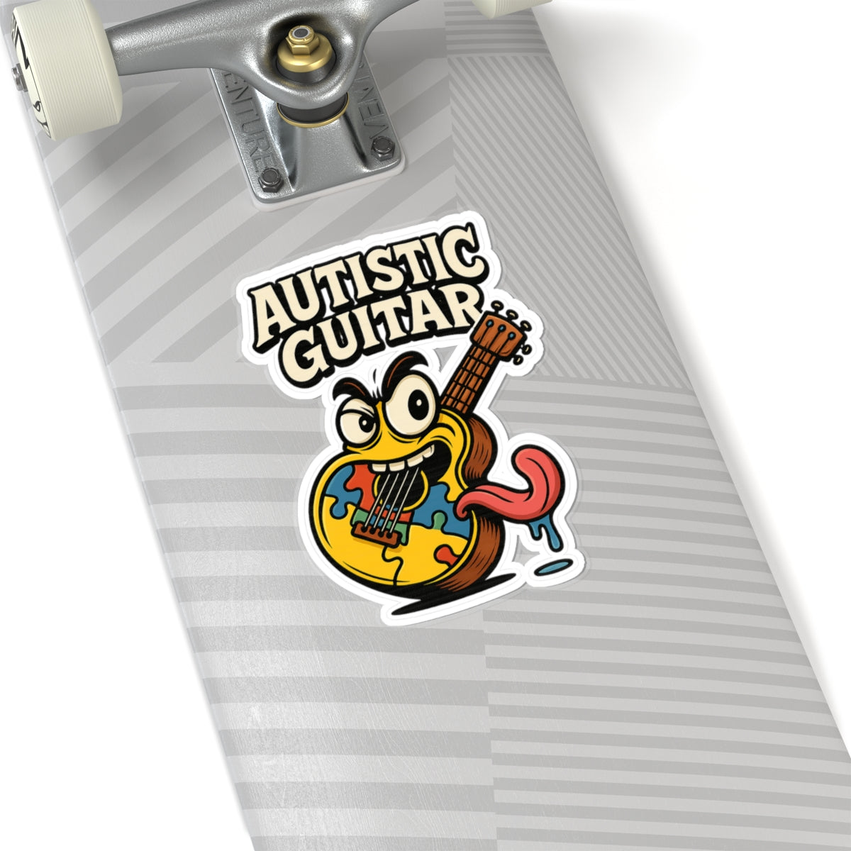 Autistic Guitar Kiss Cut Sticker – Bold Neurodivergent Art, Funny & Vibrant Music Design