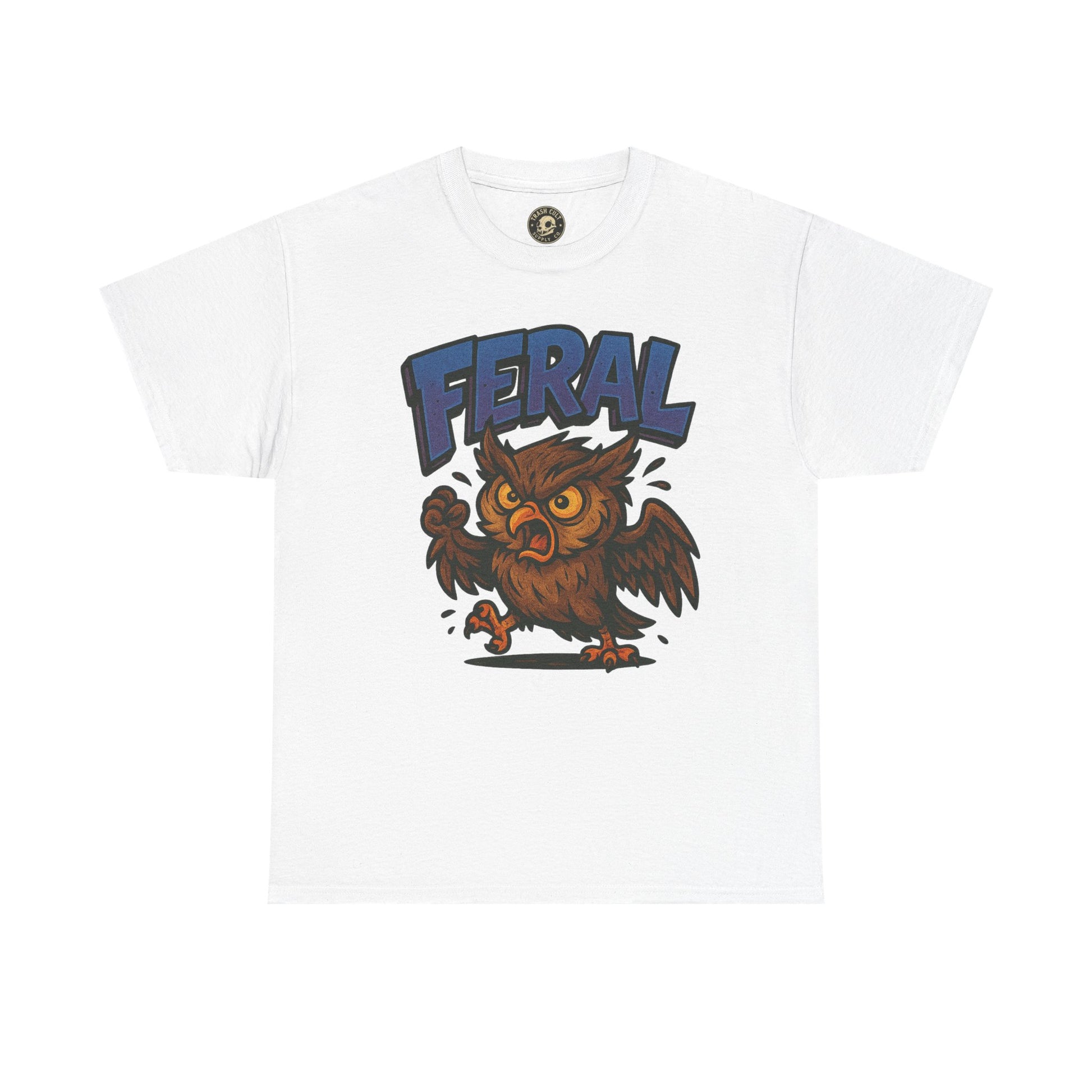 Feral Owl T-Shirt – Bold Animal Graphic Tee | Unisex Cotton Shirt for Bird Nerds & Chaos Lovers