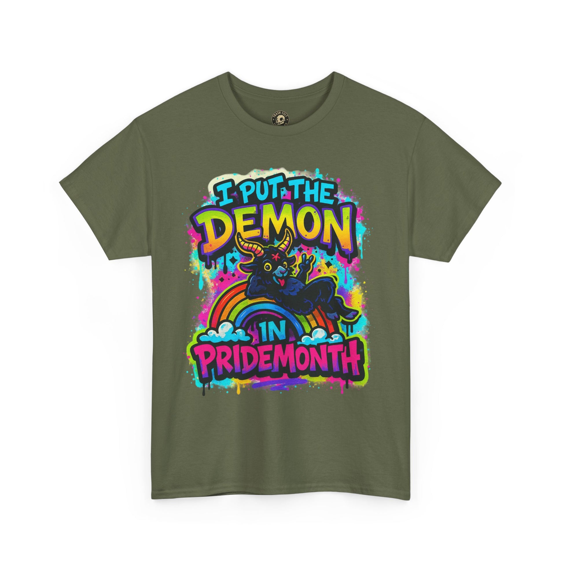 Pride Month Unisex Tee - I Put the Demon in Pride Month, LGBTQ+ Apparel, Rainbow Shirt, Festival Wear, Gift for Allies & Activists