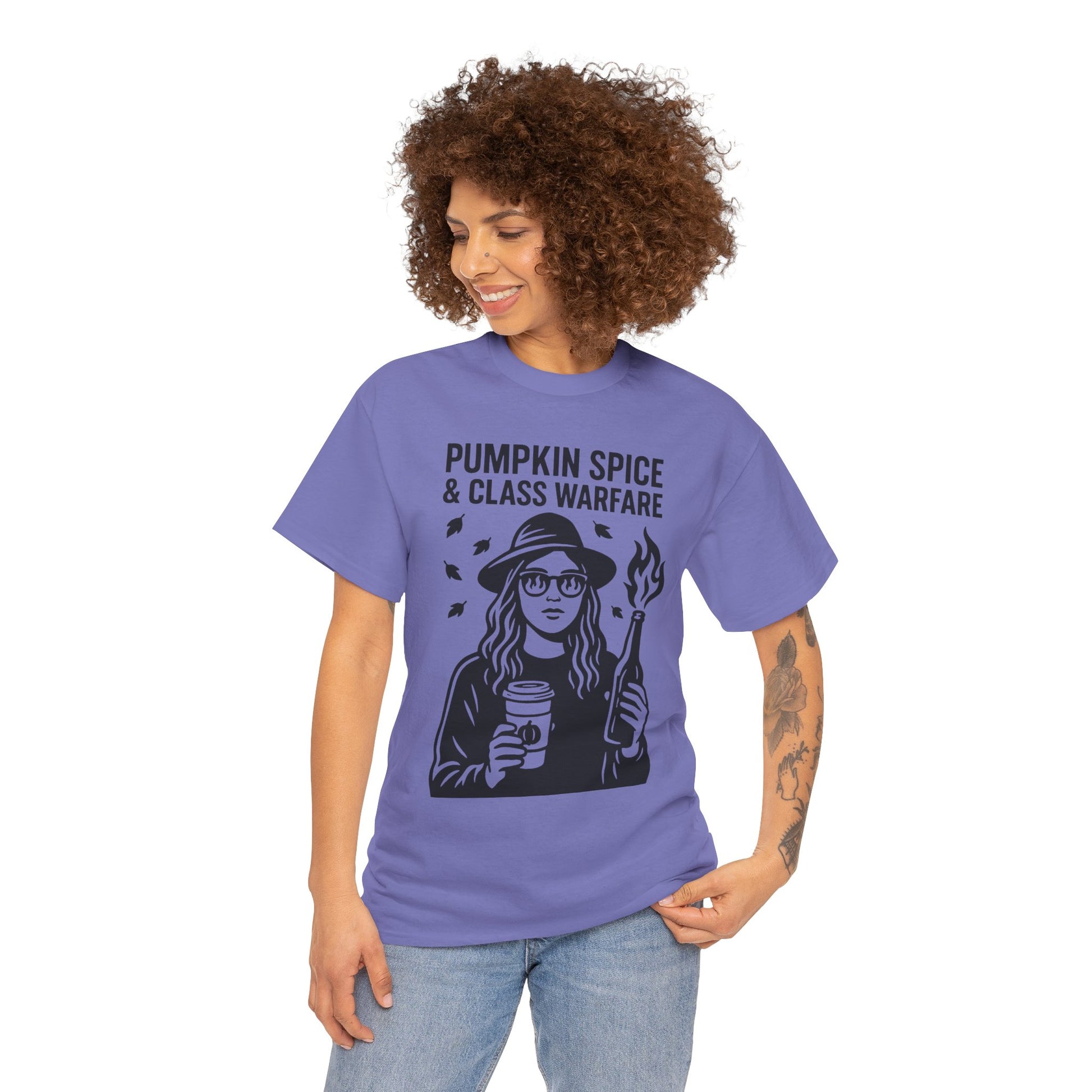 Pumpkin Spice & Class Warfare Shirt – Fall Riot Girl Graphic Tee – Fall of Humanity Collection – Trash Cult Supply Co.