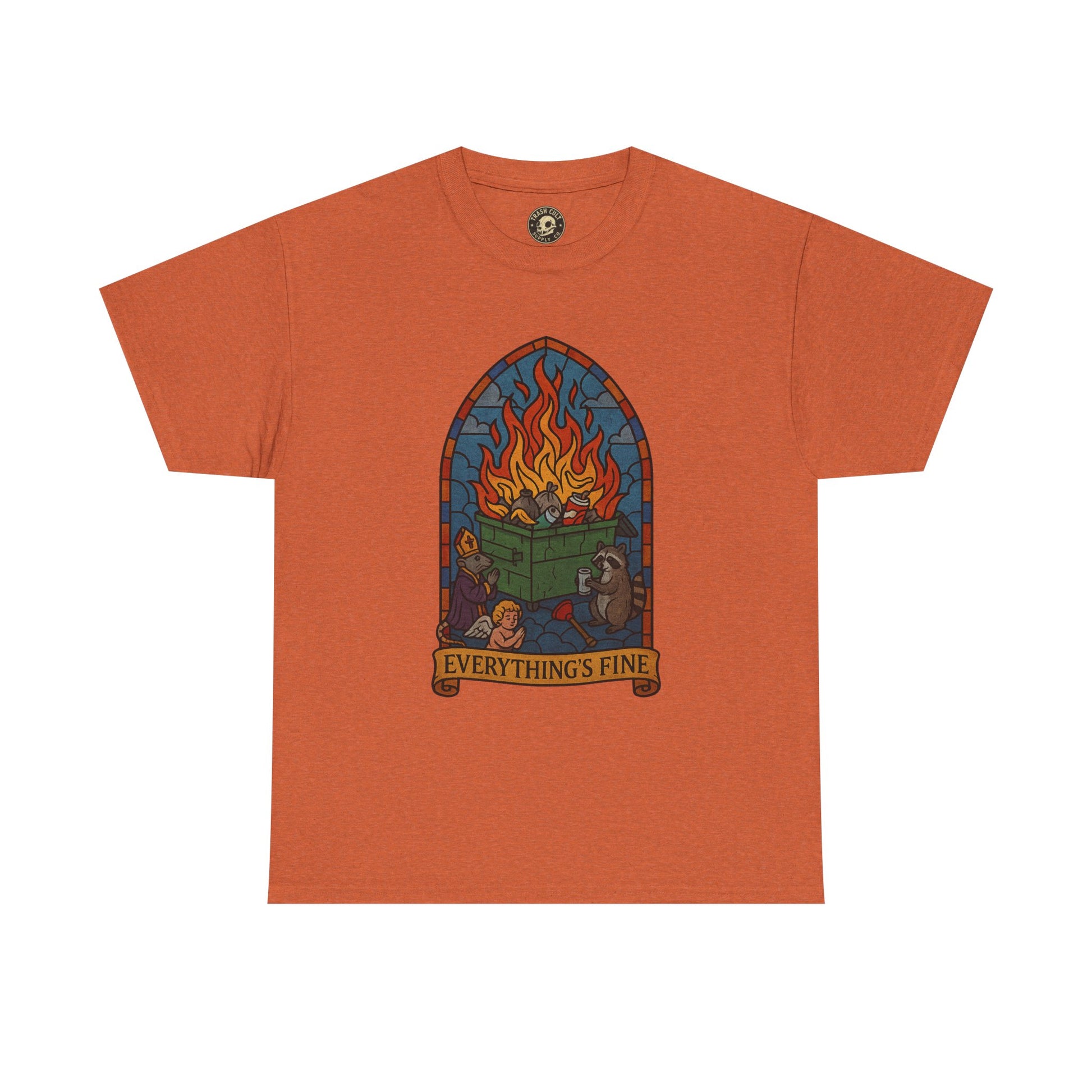 "Everything's Fine" Unisex Heavy Cotton Tee - Casual Wear, Gift for Friends, Home Decor, Everyday Style, Relaxed Fit