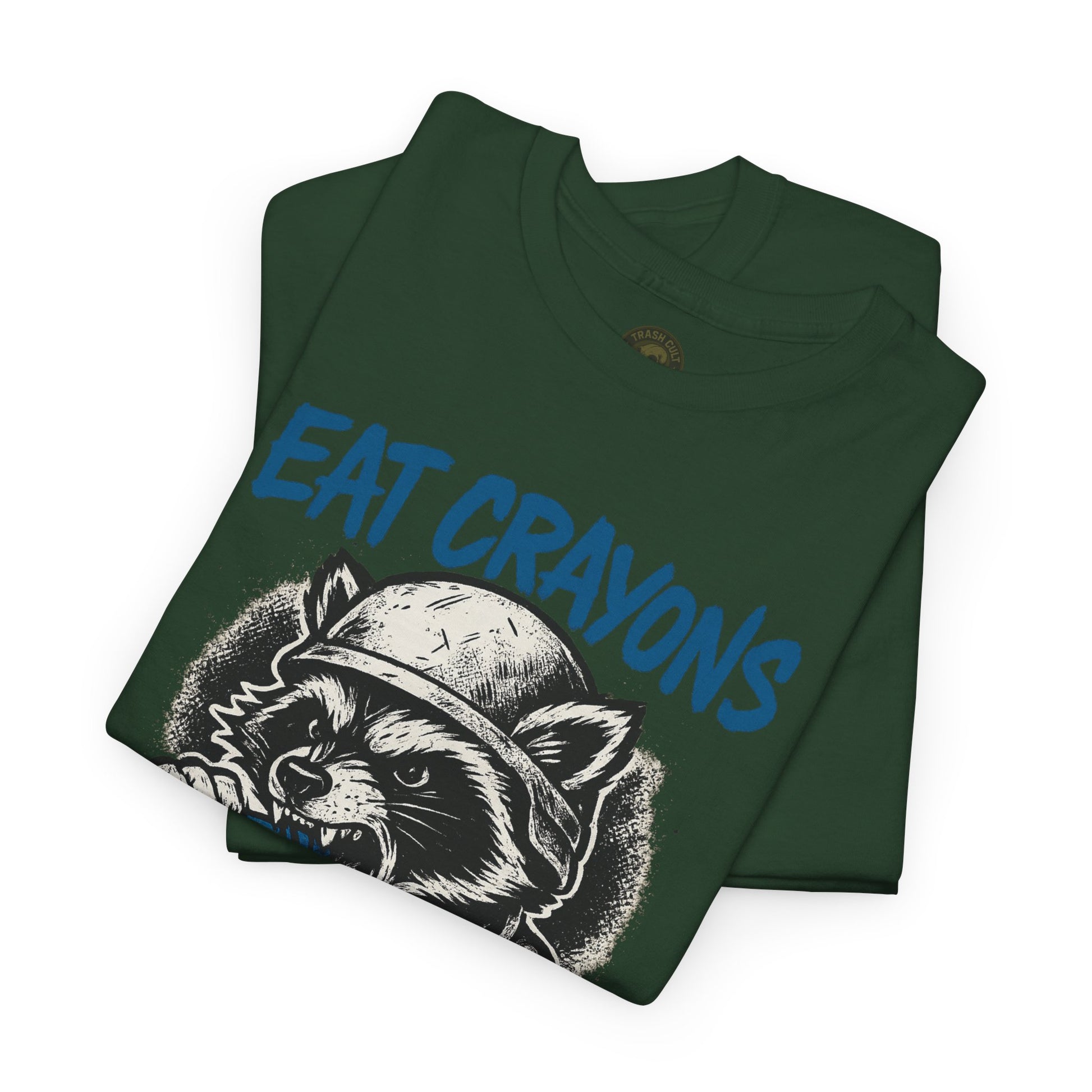 Eat Crayons Crush Skulls Stay Feral Military Raccoon Shirt – Gildan 5000
