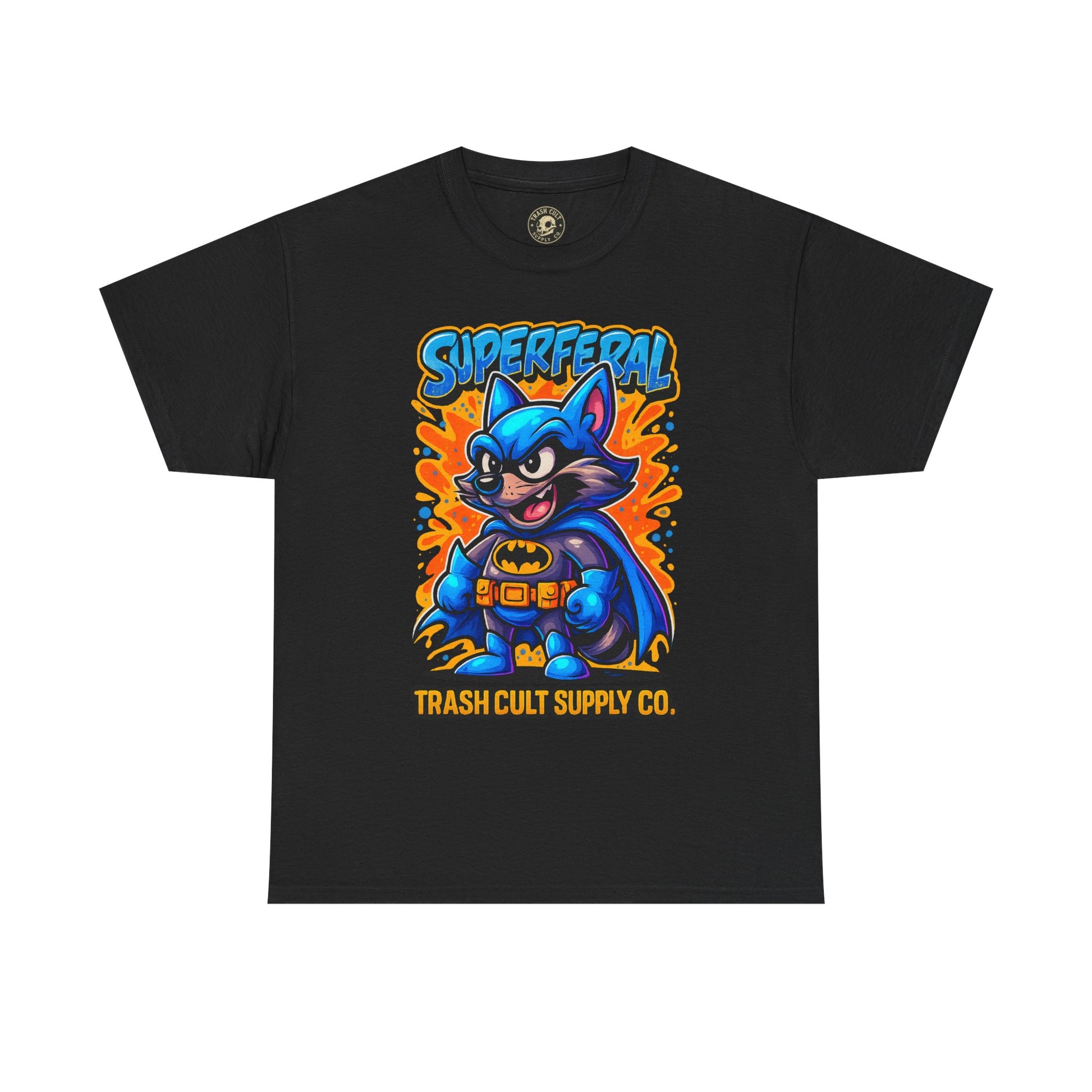 SuperFeral Raccoon Graffiti Shirt – Bold New School Superhero Streetwear | Trash Cult Supply Co