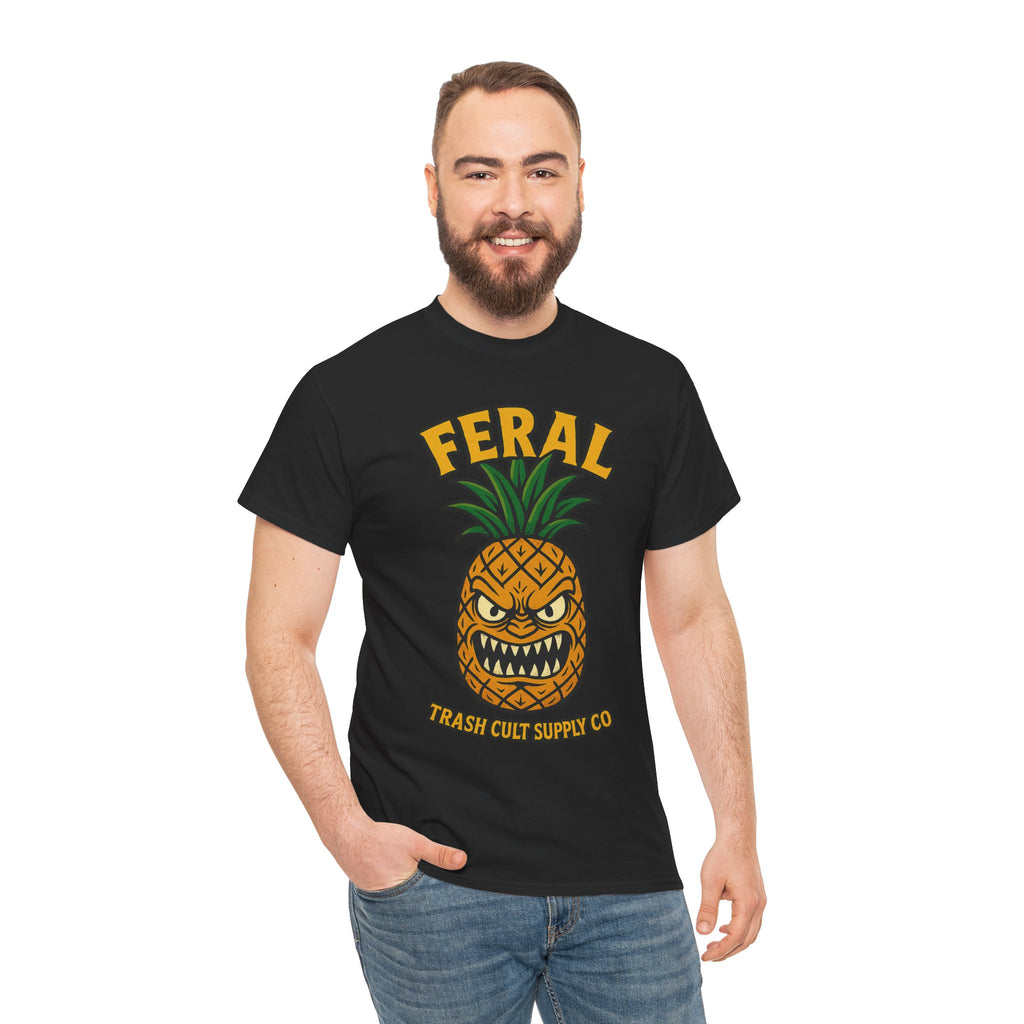 Feral Evil Pineapple Shirt – Aggressive Fruit Trashcore Tee – Gildan 5000 Unisex