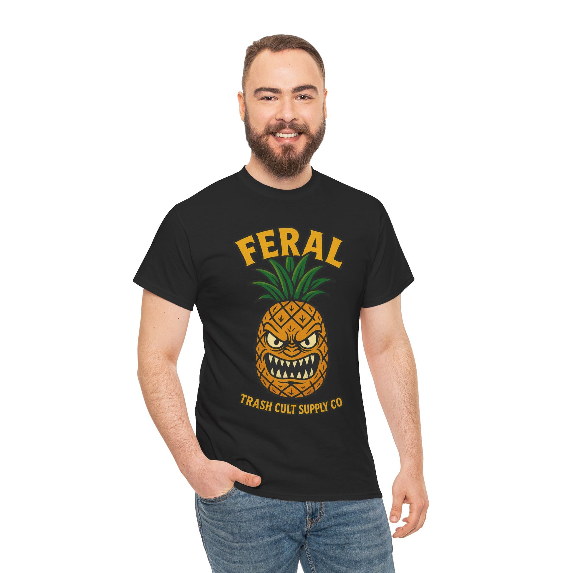 Feral Evil Pineapple Shirt – Aggressive Fruit Trashcore Tee – Gildan 5000 Unisex