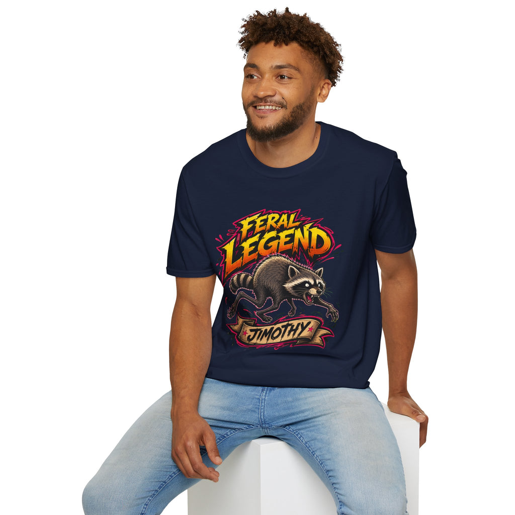 Feral Legend Raccoon Jimothy T-Shirt — Bold Graphic Tee