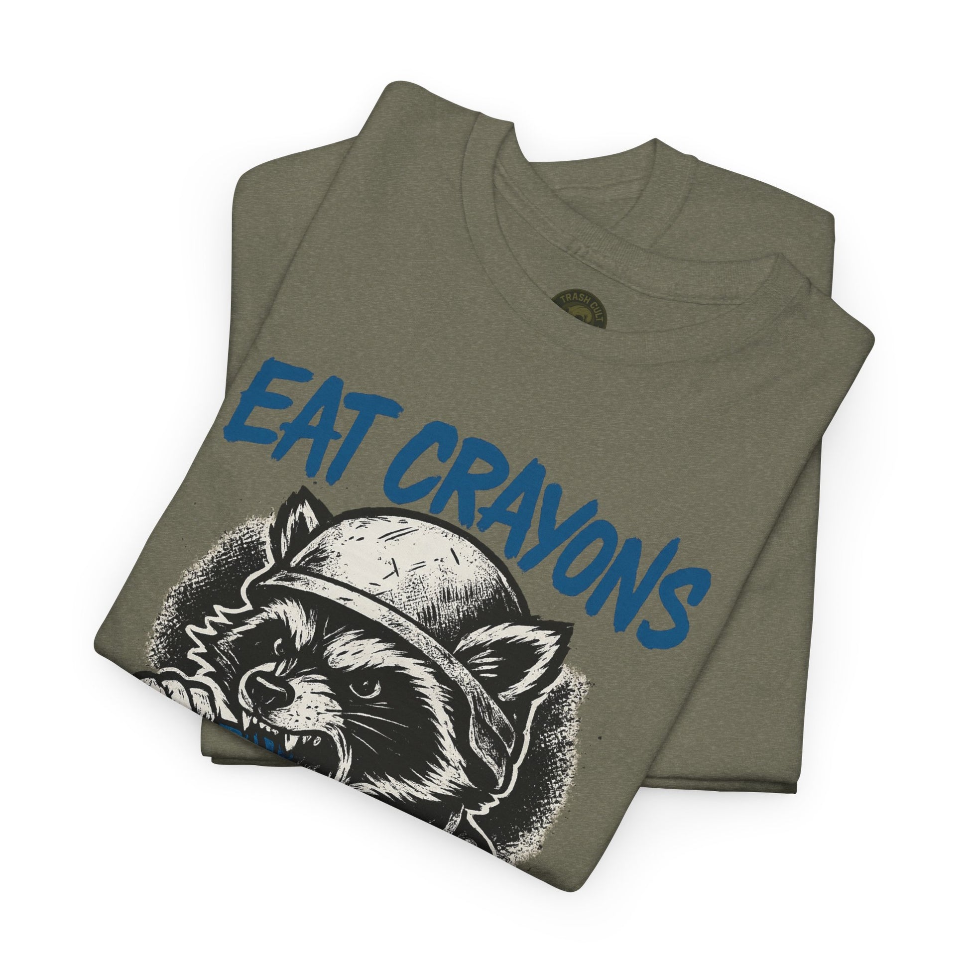 Eat Crayons Crush Skulls Stay Feral Military Raccoon Shirt – Gildan 5000