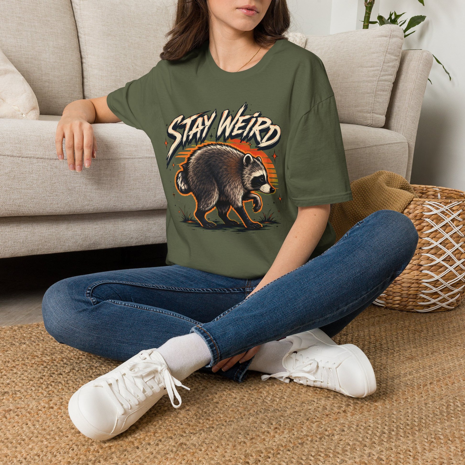 Stay Weird Raccoon Jimothy T-Shirt — Vintage Graphic Tee