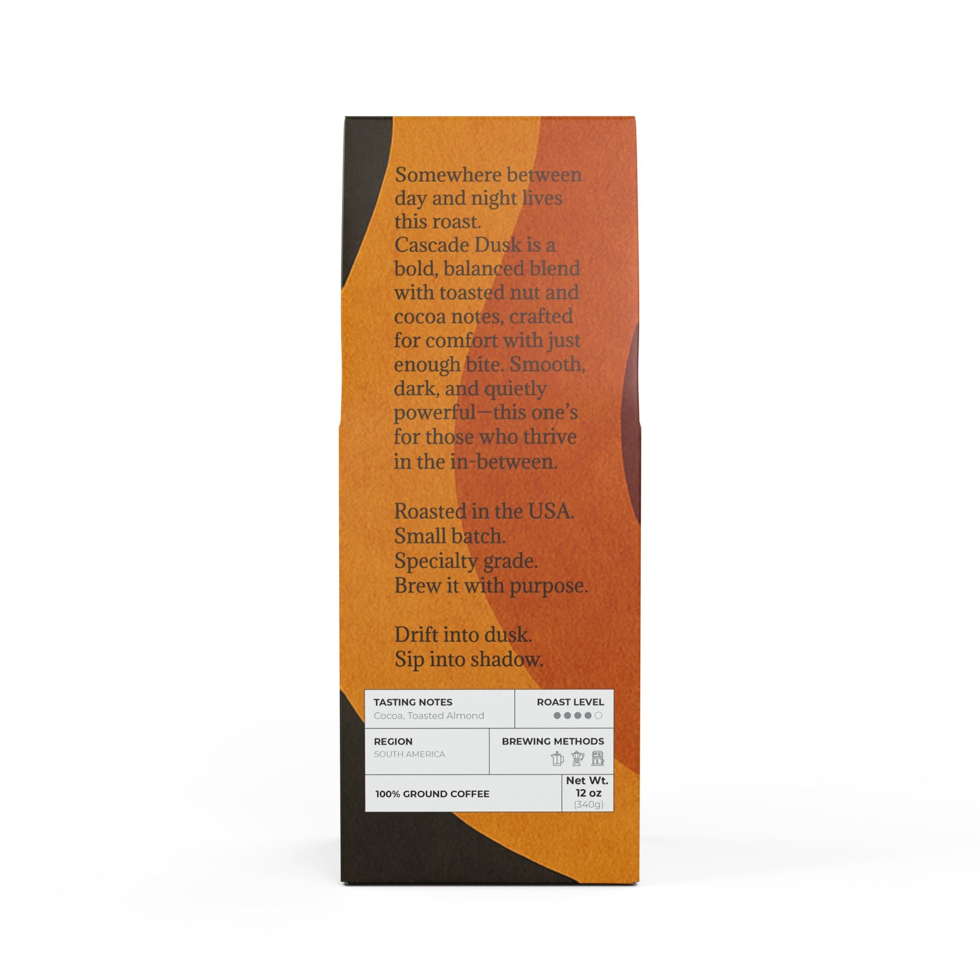 🌒 Cascade Dusk – Medium-Dark Roast Coffee (12oz)