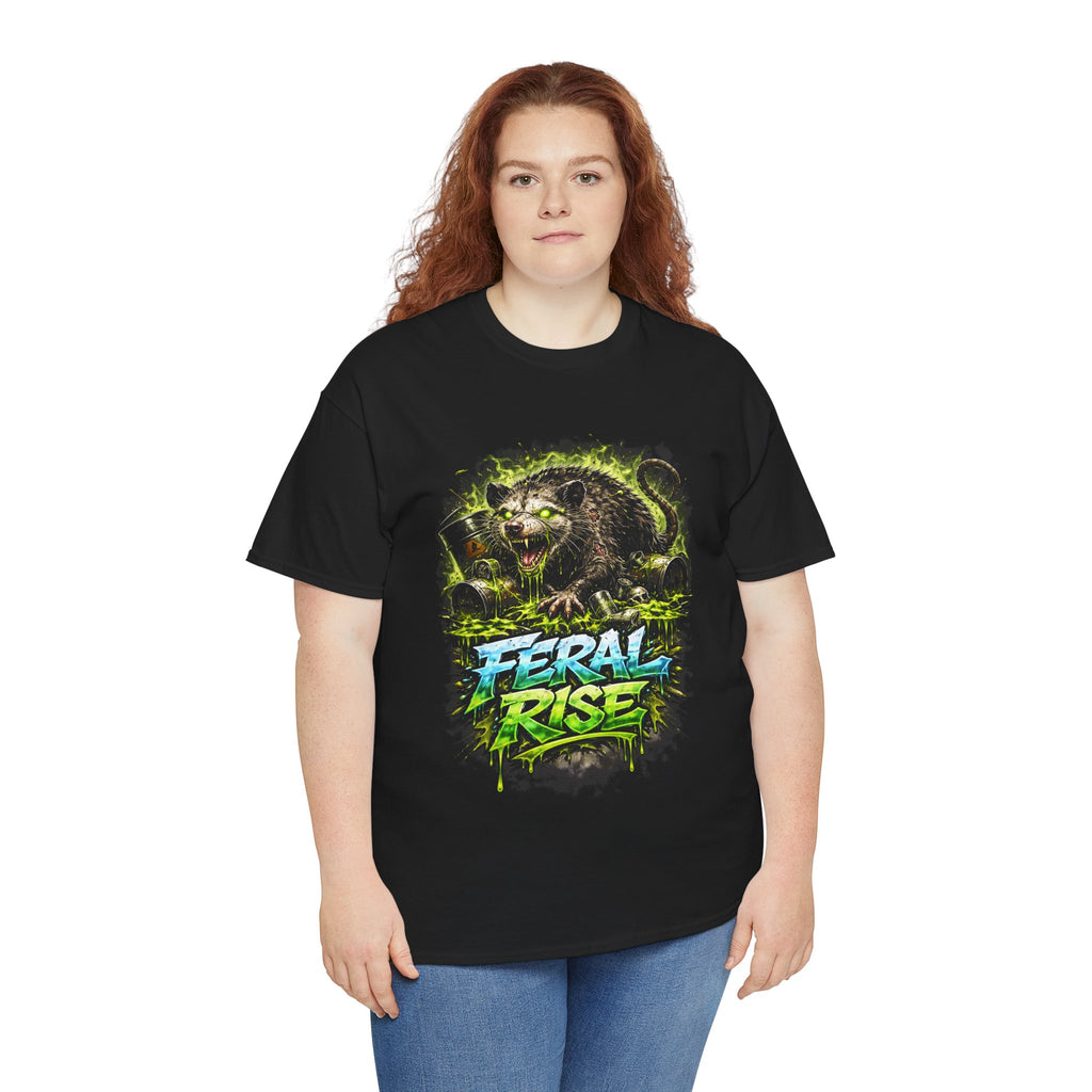 Feral Rise Graphic Tee — Fierce Raccoon Streetwear T‑Shirt