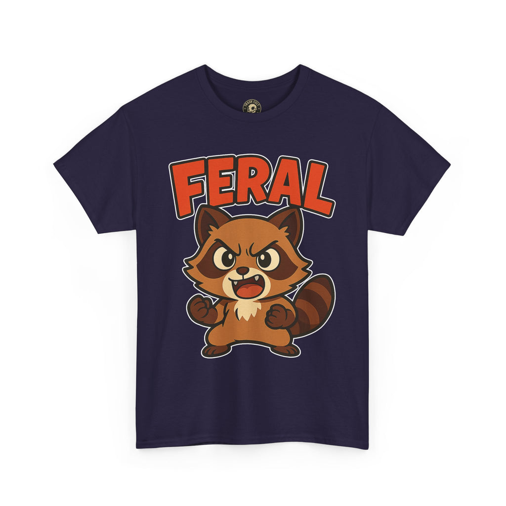 Feral Cartoon Tee - Unisex Heavy Cotton Shirt, Cute Graphic, Animal Lovers Gift, Casual Wear, Fun T-Shirt for Kids & Adults