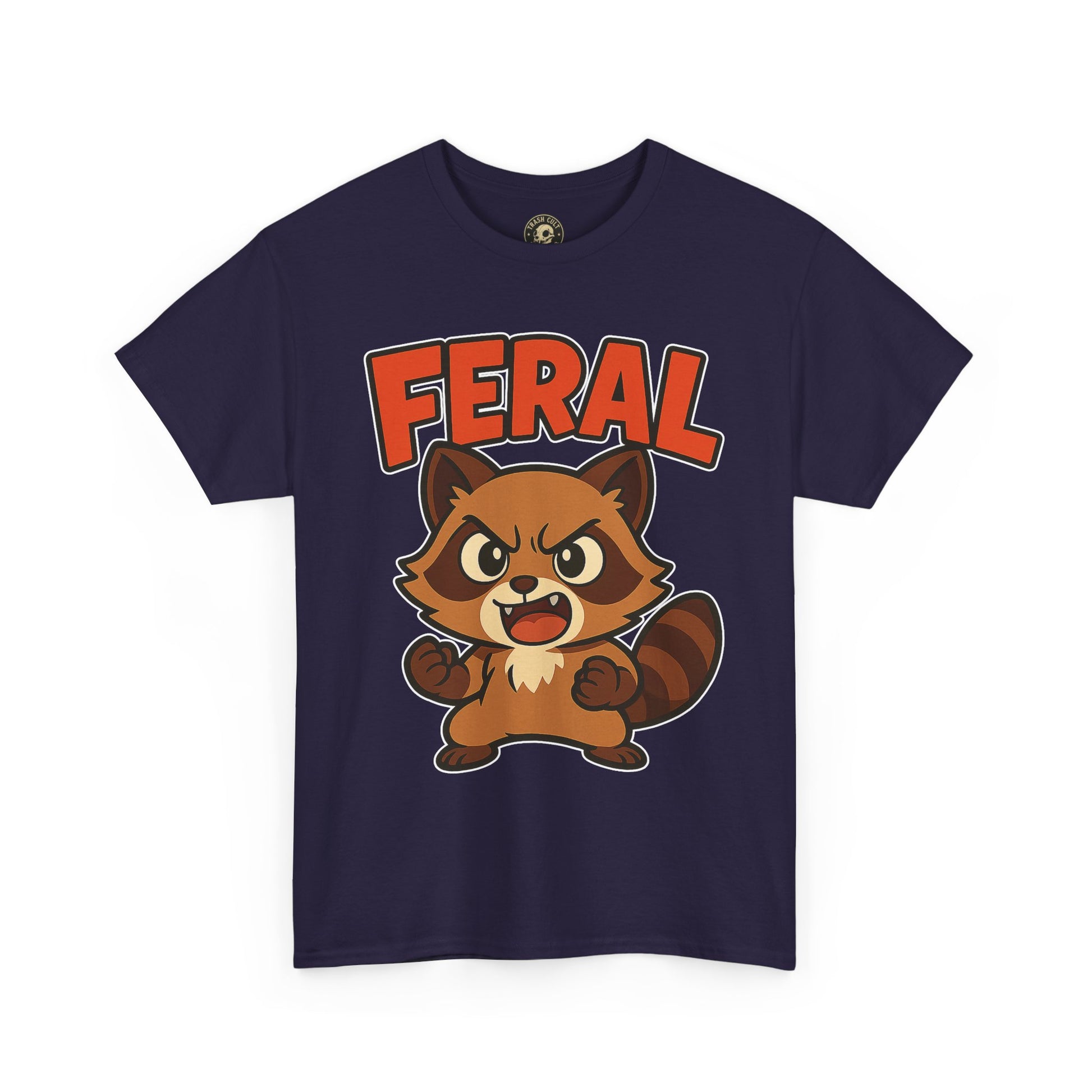 Feral Cartoon Tee - Unisex Heavy Cotton Shirt, Cute Graphic, Animal Lovers Gift, Casual Wear, Fun T-Shirt for Kids & Adults