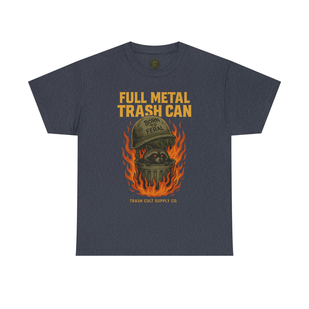 Full Metal Trash Can T-Shirt – Born to Feral Raccoon Graphic | Trash Cult Supply Co. | Gildan 5000 Tee
