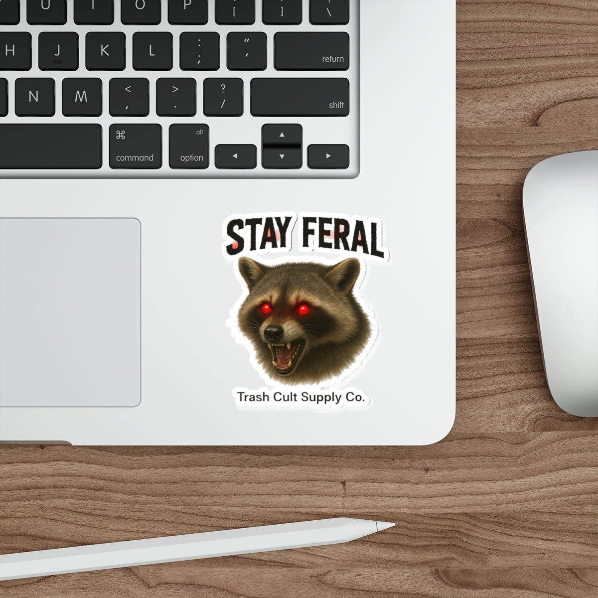 Stay Feral Die-Cut Stickers | Raccoon Sticker, Laptop Decals, Eco-Friendly Stickers, Trash Cult Supply Co. Merchandise