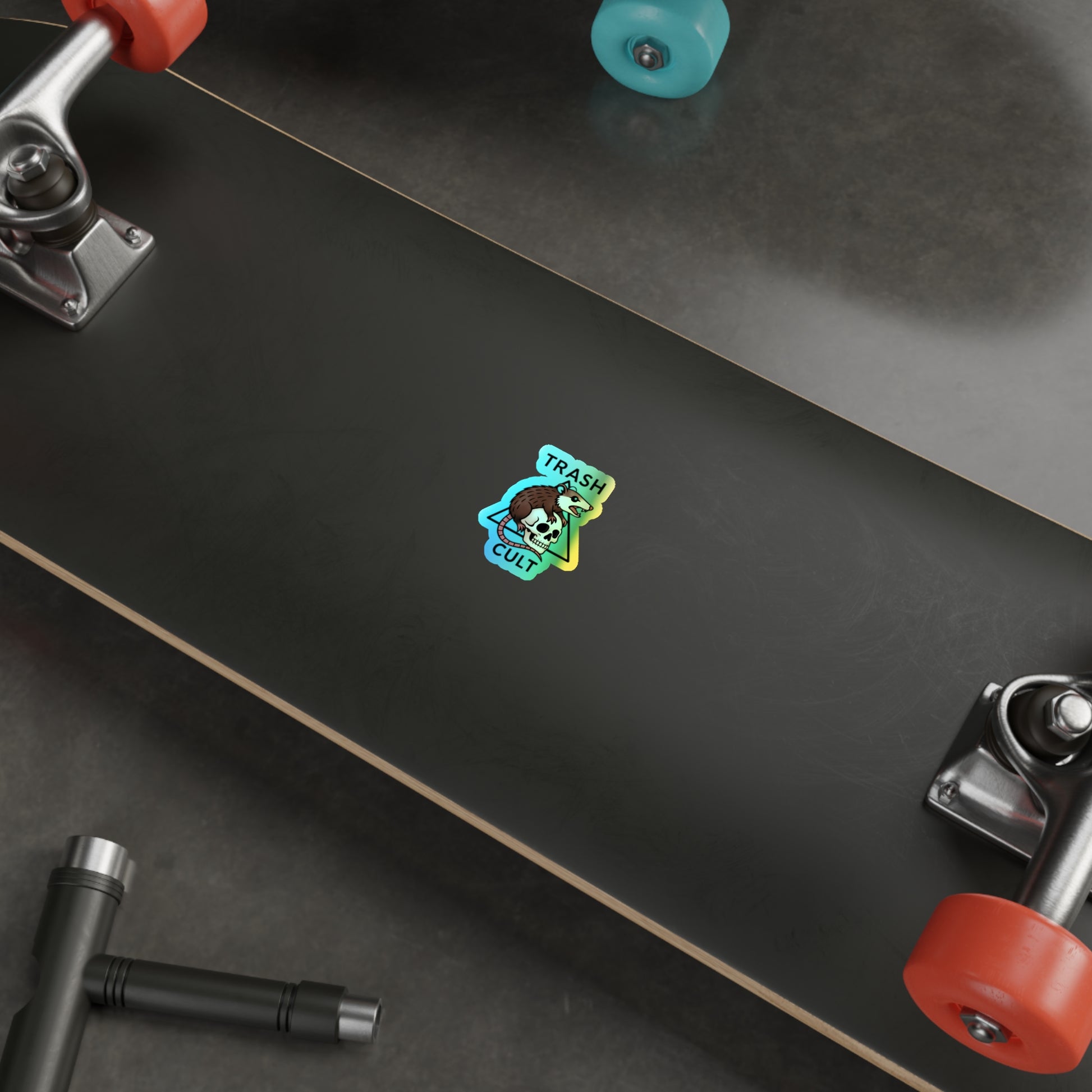 Holographic Trash Cult Stickers - Unique Decals for Skateboards, Laptops, Water Bottles, Fun and Quirky Gifts