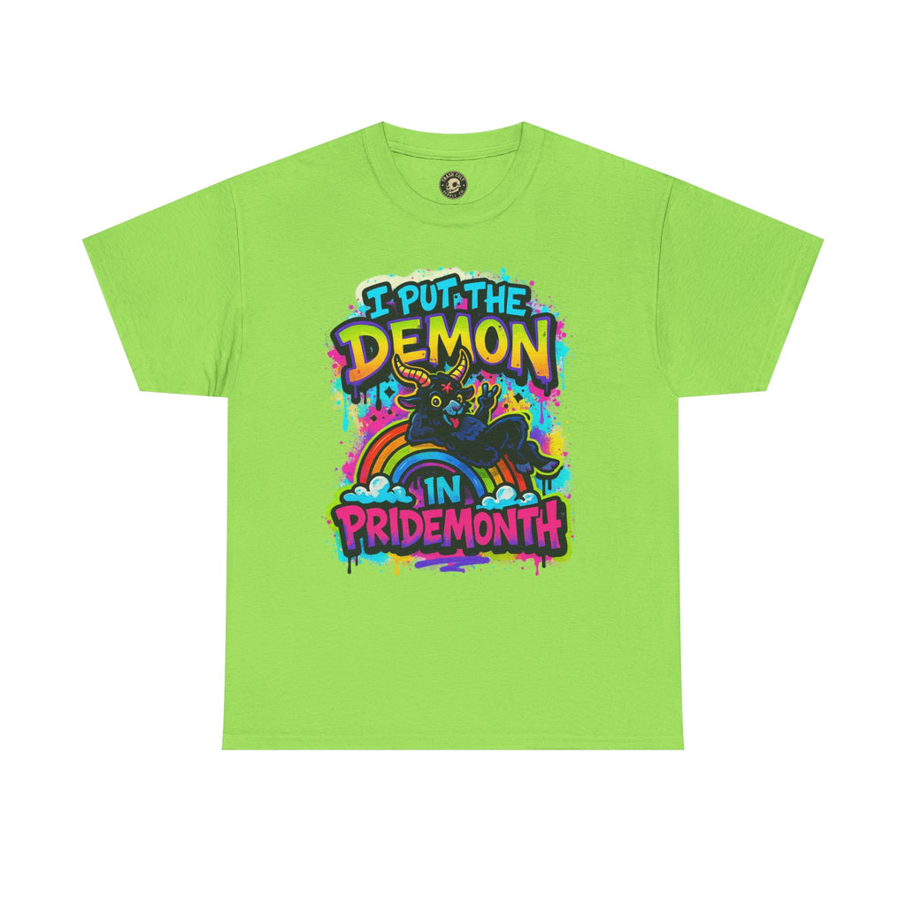 Pride Month Unisex Tee - I Put the Demon in Pride Month, LGBTQ+ Apparel, Rainbow Shirt, Festival Wear, Gift for Allies & Activists