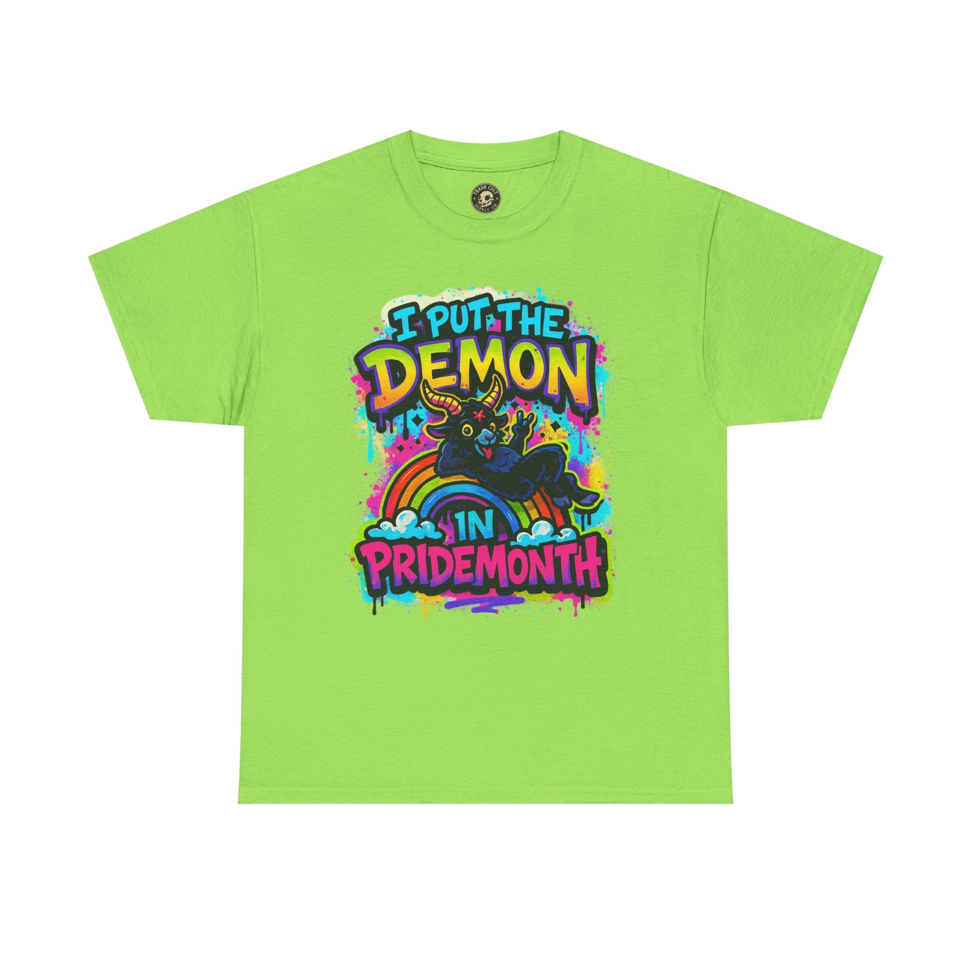 Pride Month Unisex Tee - I Put the Demon in Pride Month, LGBTQ+ Apparel, Rainbow Shirt, Festival Wear, Gift for Allies & Activists