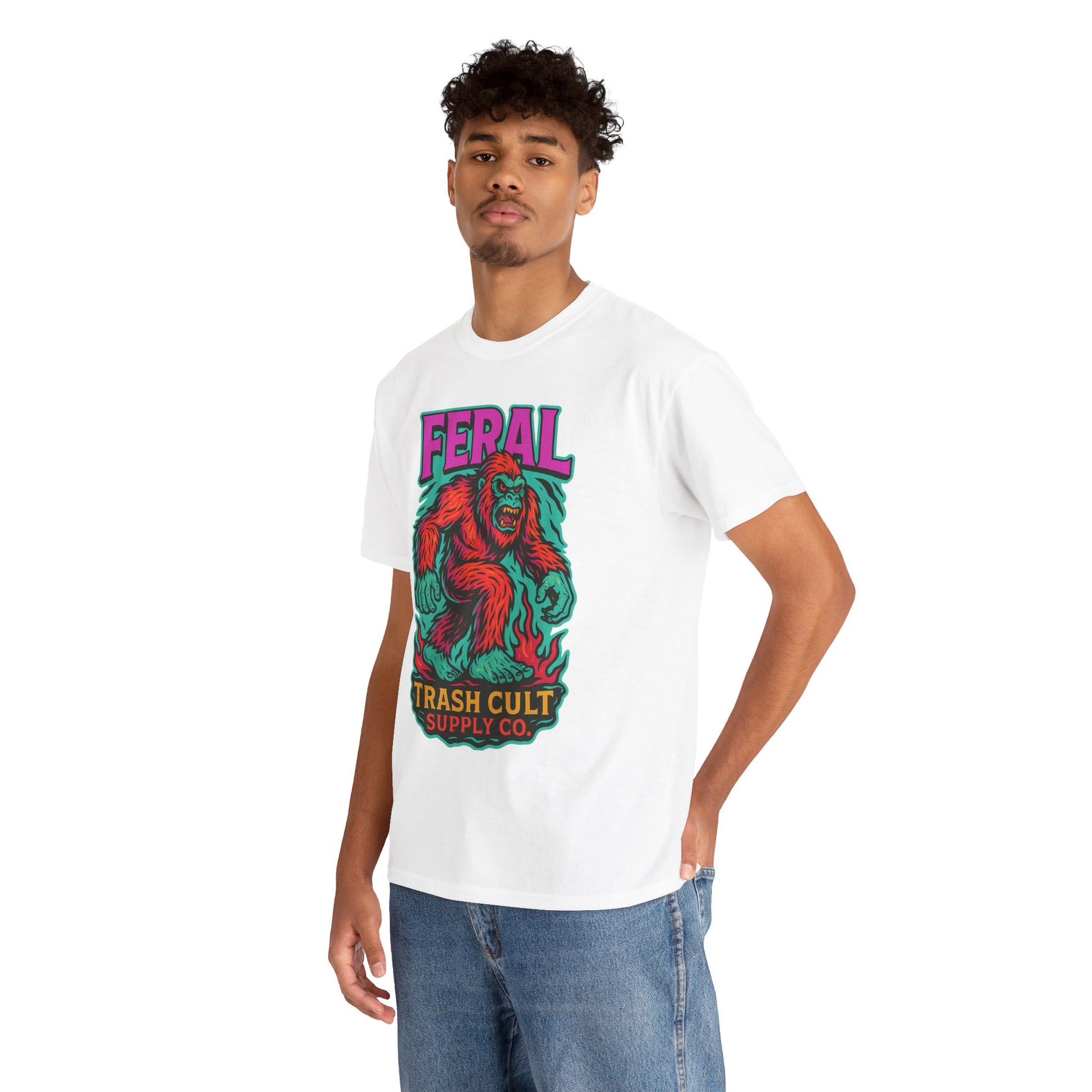 FERAL Bigfoot Shirt – Trashcore Bold Colors | Trash Cult Supply Co | Gildan 5000 Tee