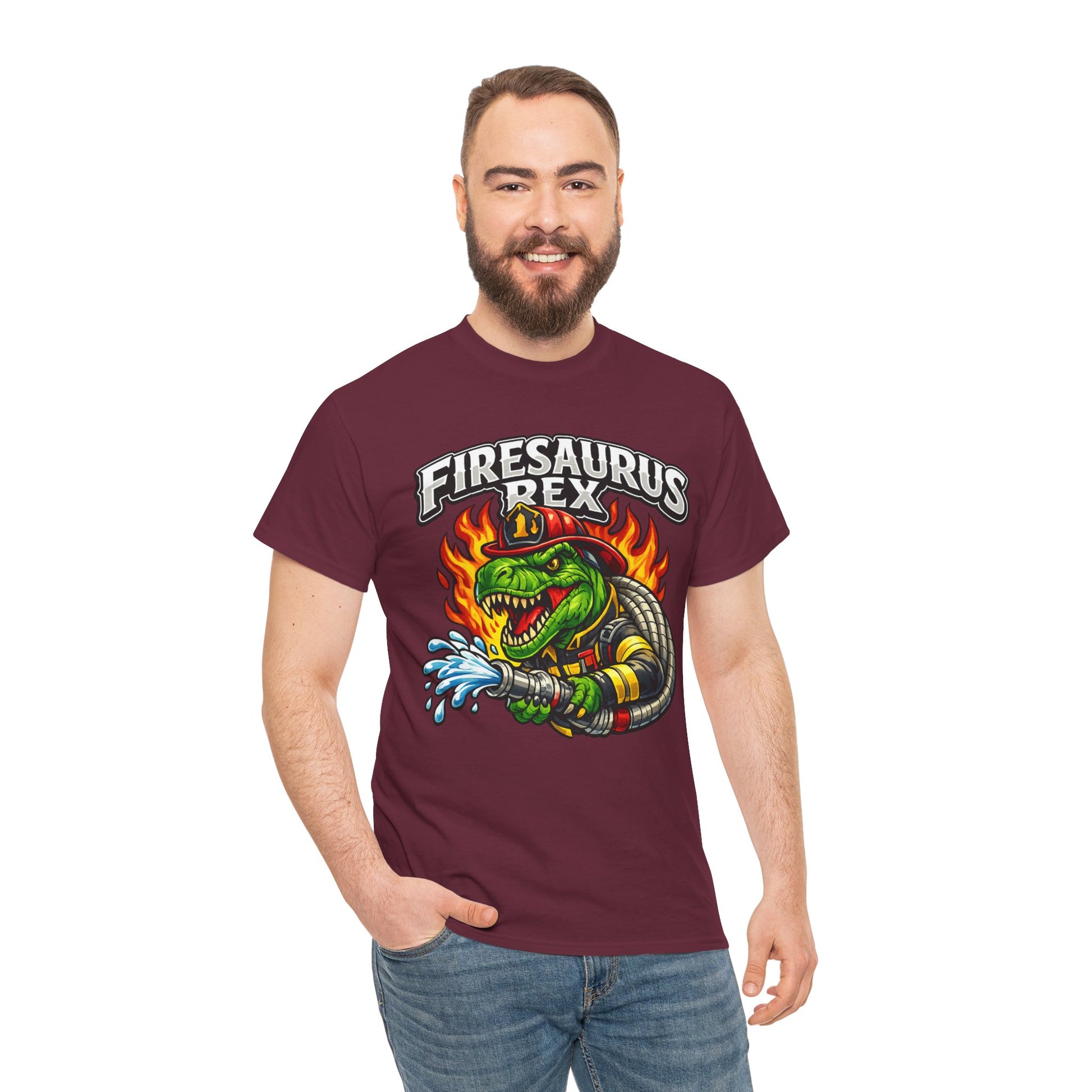 Firesaurus Rex T-Shirt — Funny Firefighter Dinosaur Tee