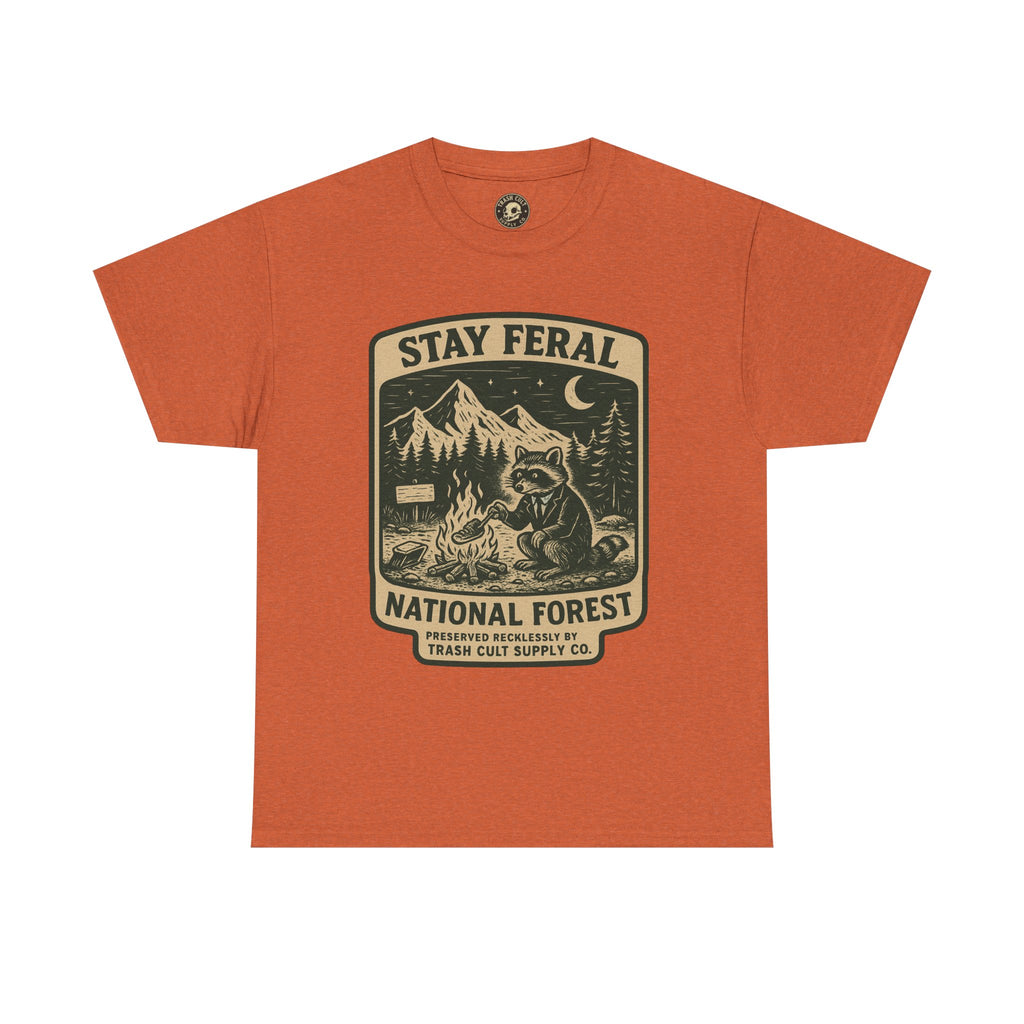Stay Feral National Forest Shirt – Vintage Raccoon Camping Tee – Trash Cult Supply Co – Gildan 5000