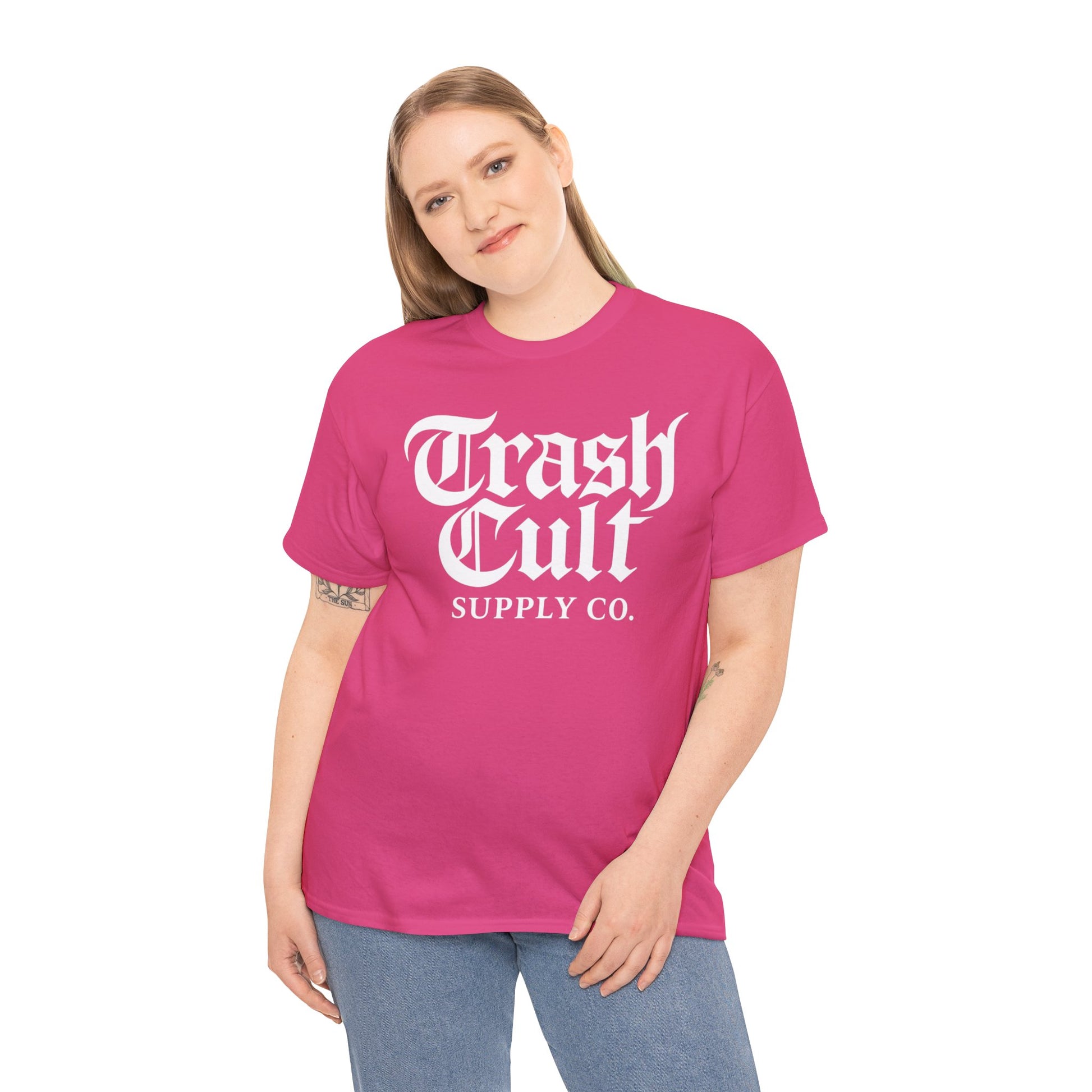 Trash Cult Gothic Logo Shirt – White Cyber Gothic Print on Gildan 5000