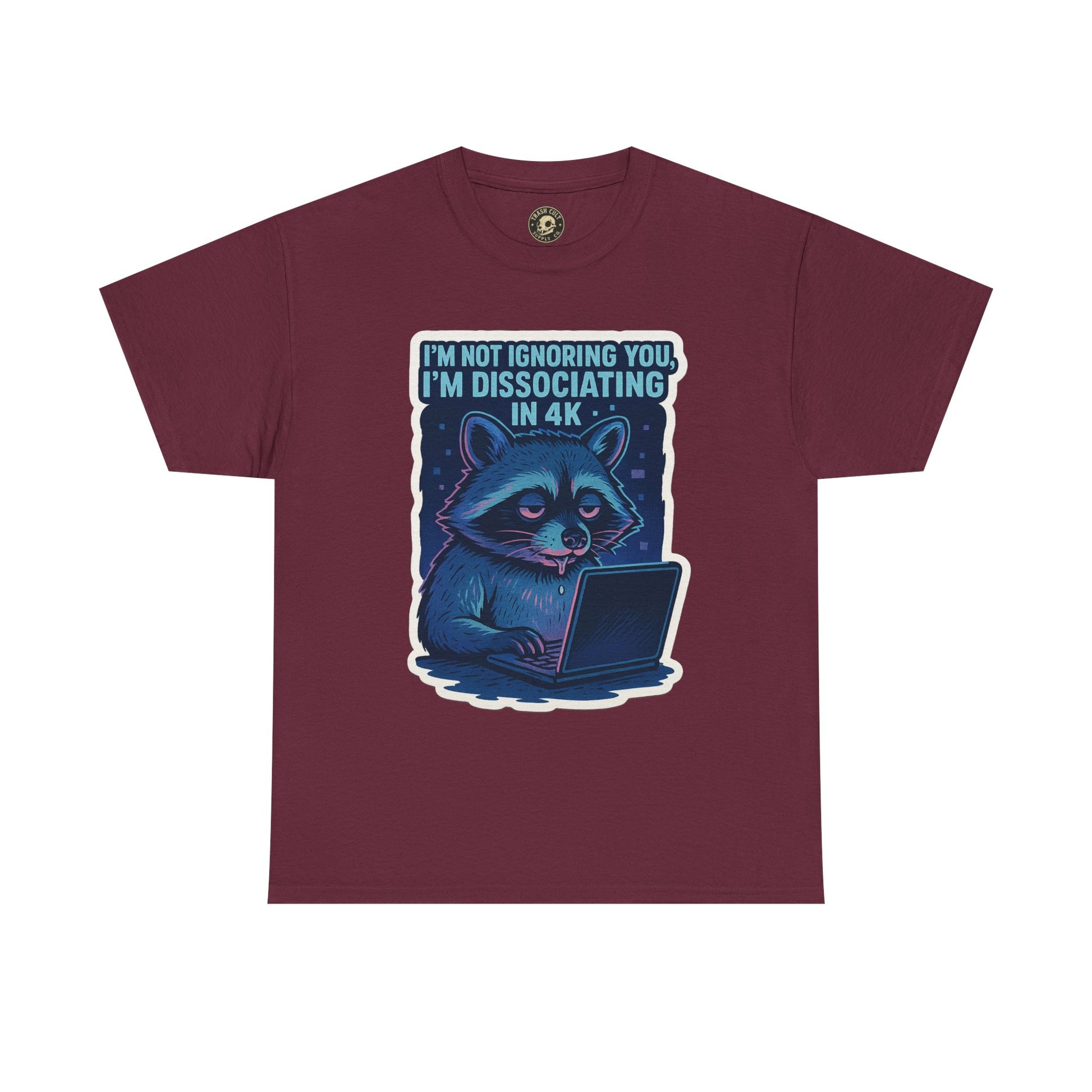 Funny Raccoon Tee - Dissociating in 4K – Mentally Absent Raccoon Tee | Gildan 5000