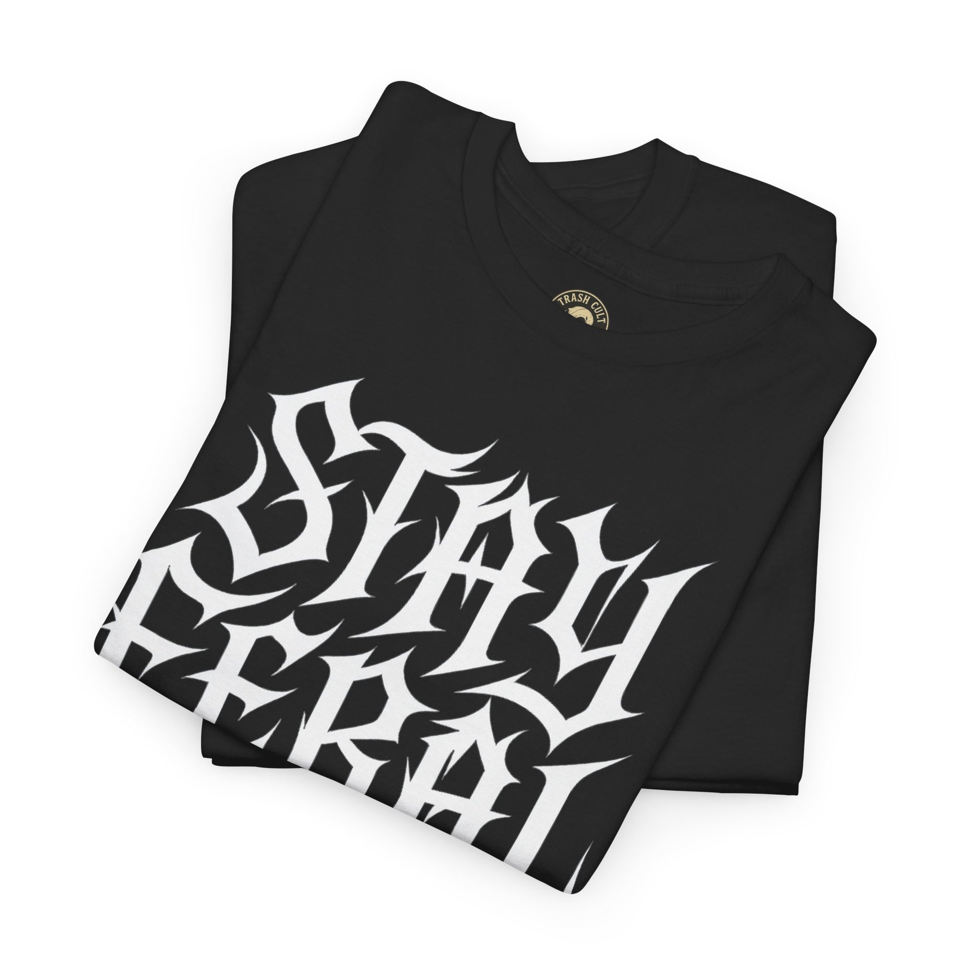 Unisex Heavy Cotton Tee - Stay Feral Graphic Tee, Streetwear Shirt, Gift for Wild Spirits, Eco-Friendly Casualwear, Summer Fashion