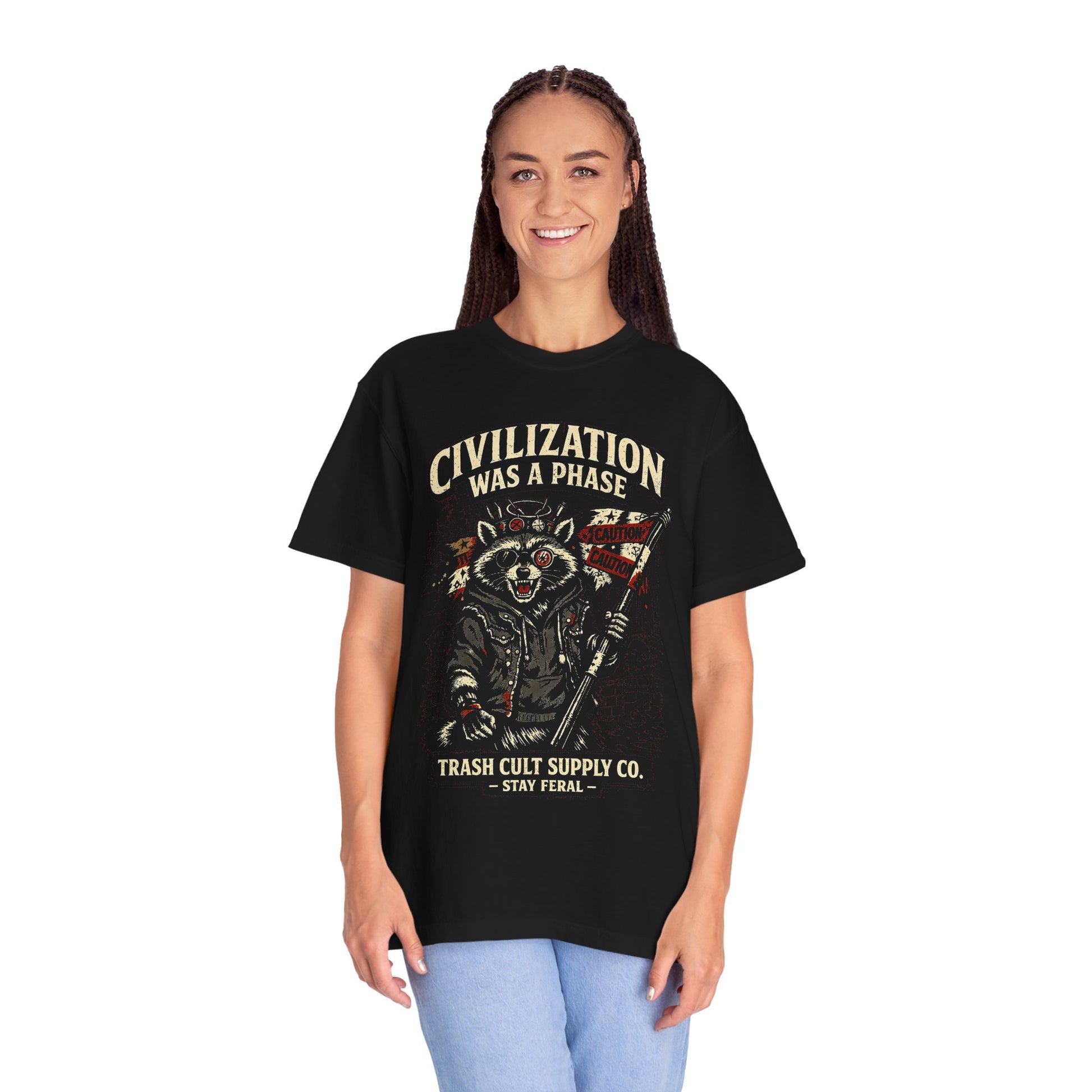 Civilization Was a Phase Raccoon Graphic T-Shirt