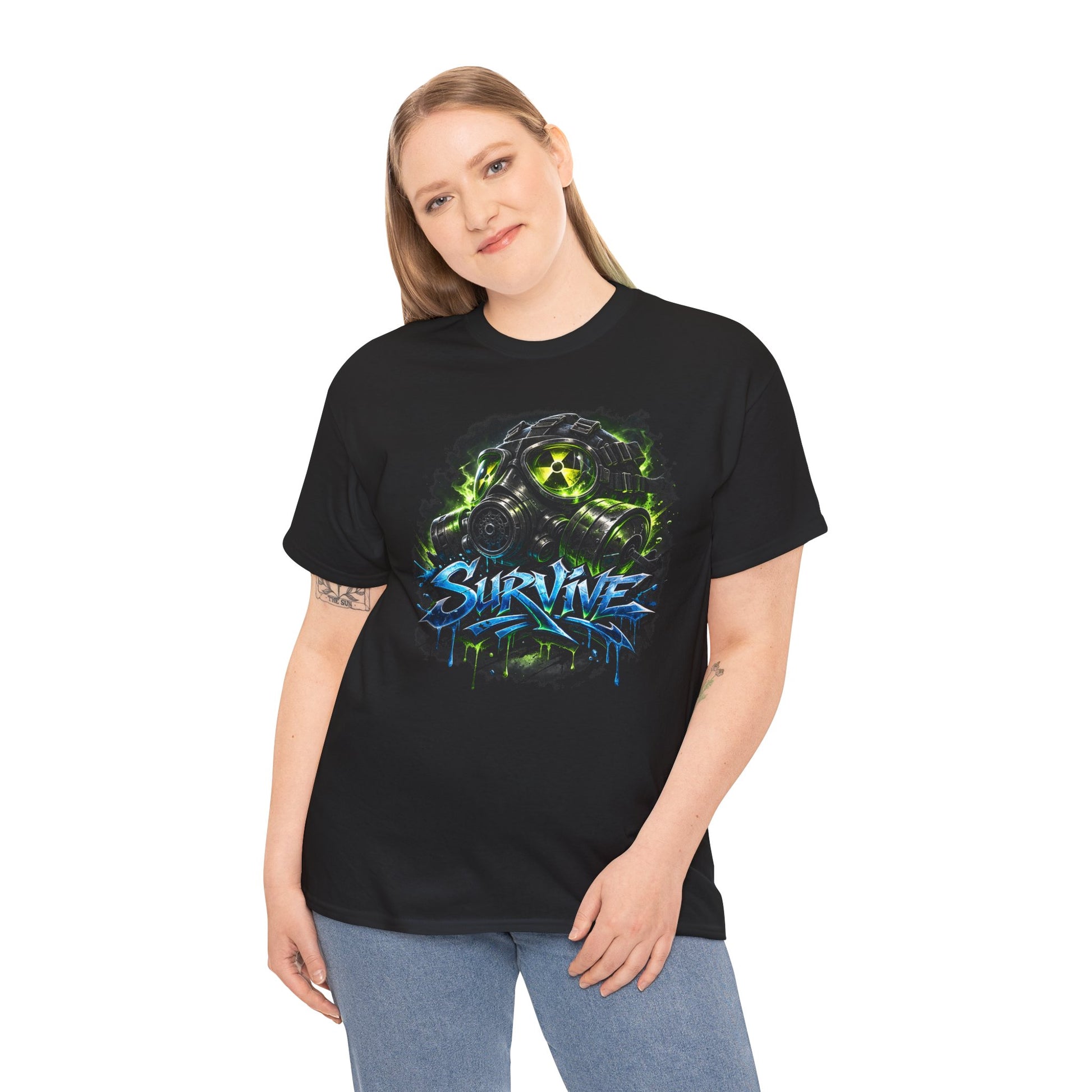 Survive Gas Mask T-Shirt — Post-Apocalyptic Gaming Tee