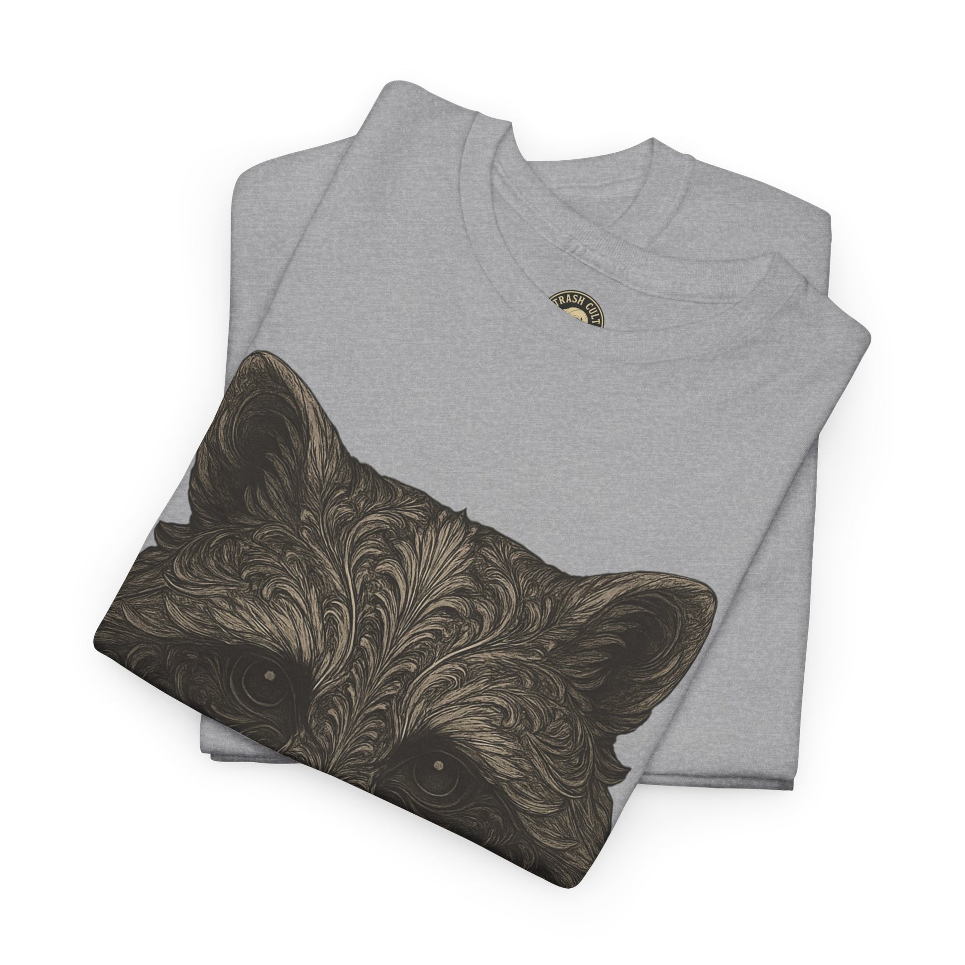 Ornate Raccoon Face Shirt – Intricate Woodland Animal Art Tee – Tattoo-Inspired Forest Aesthetic – Trash Cult Supply Co.