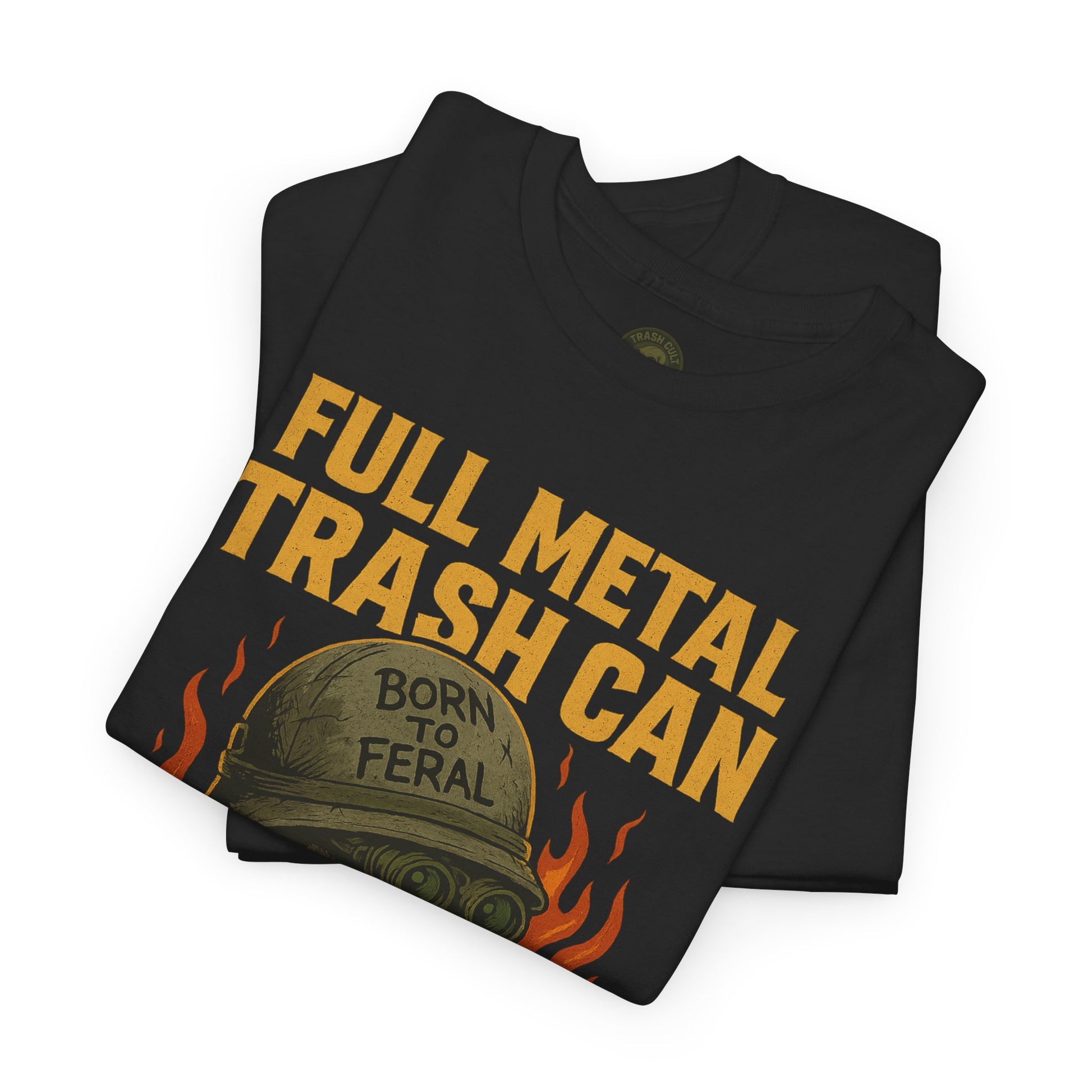 Full Metal Trash Can T-Shirt – Born to Feral Raccoon Graphic | Trash Cult Supply Co. | Gildan 5000 Tee